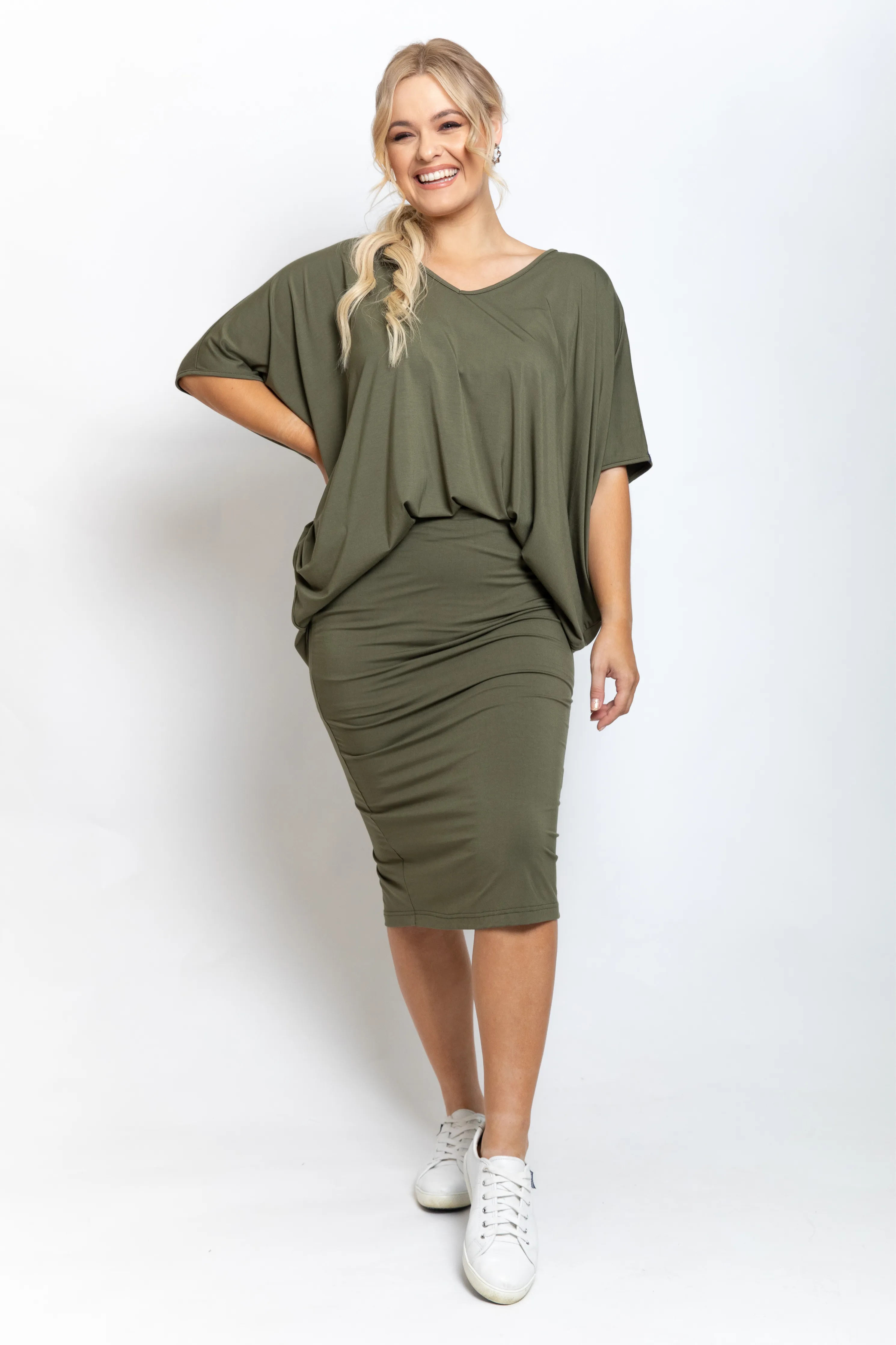 Everyday Midi Skirt | Khaki | FINAL SALE