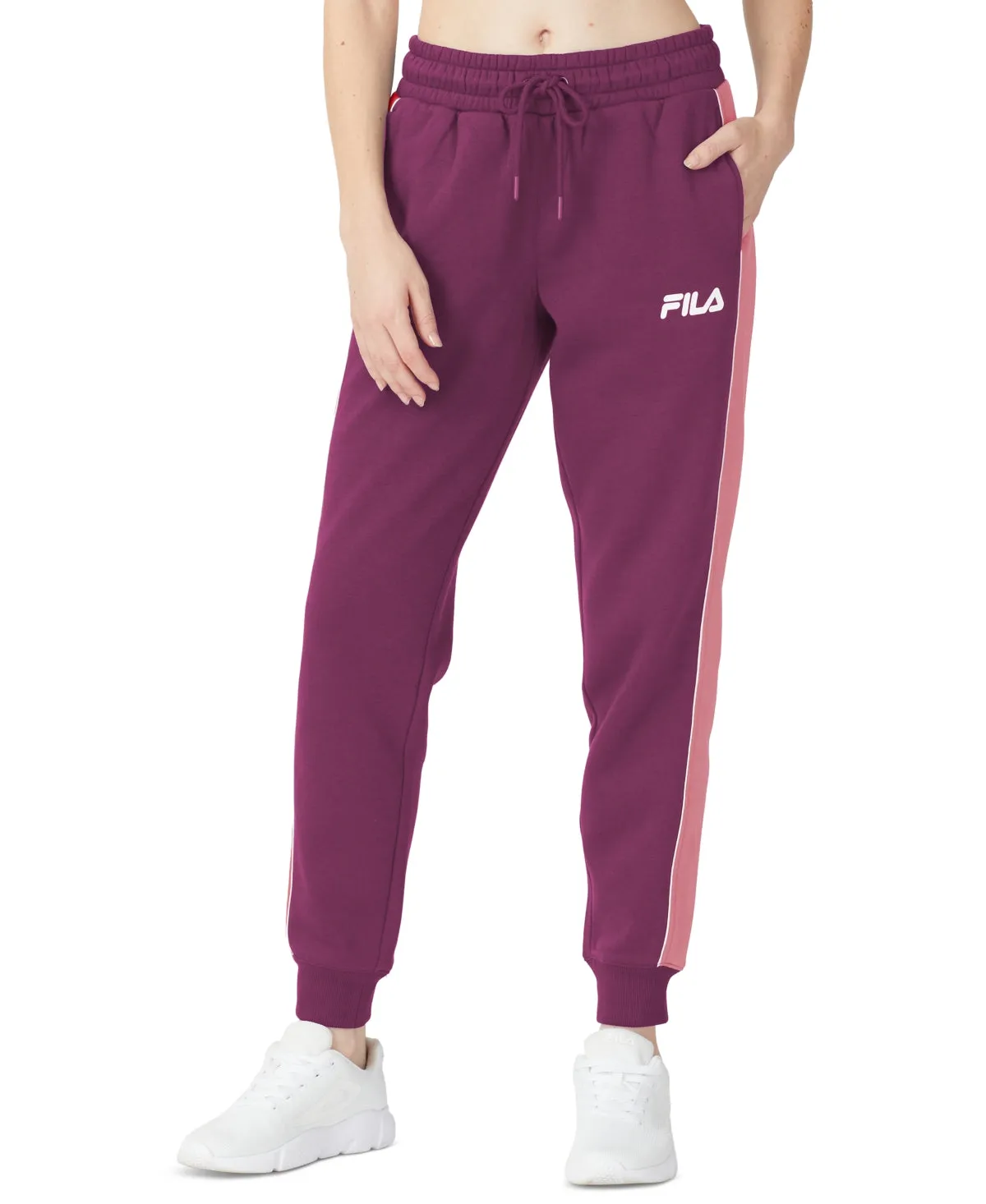 Fila Women's Vigor Mid Rise Colorblocked Fleece Joggers Purple