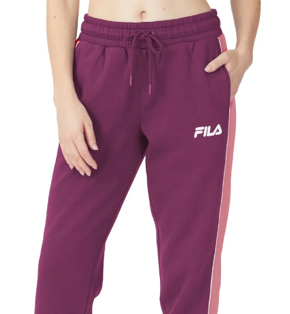 Fila Women's Vigor Mid Rise Colorblocked Fleece Joggers Purple