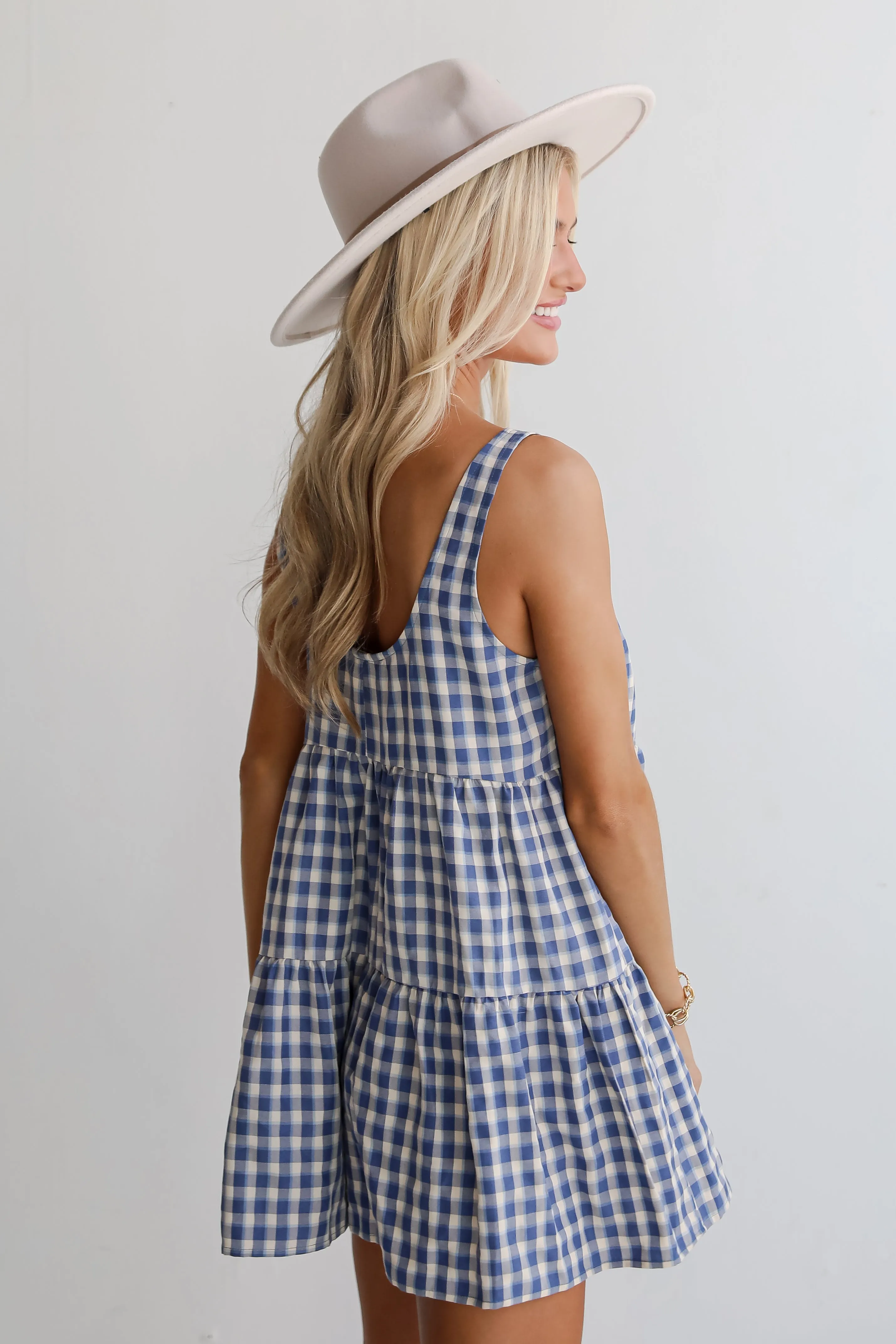 FINAL SALE - Blissfully Perfect Blue Gingham Romper