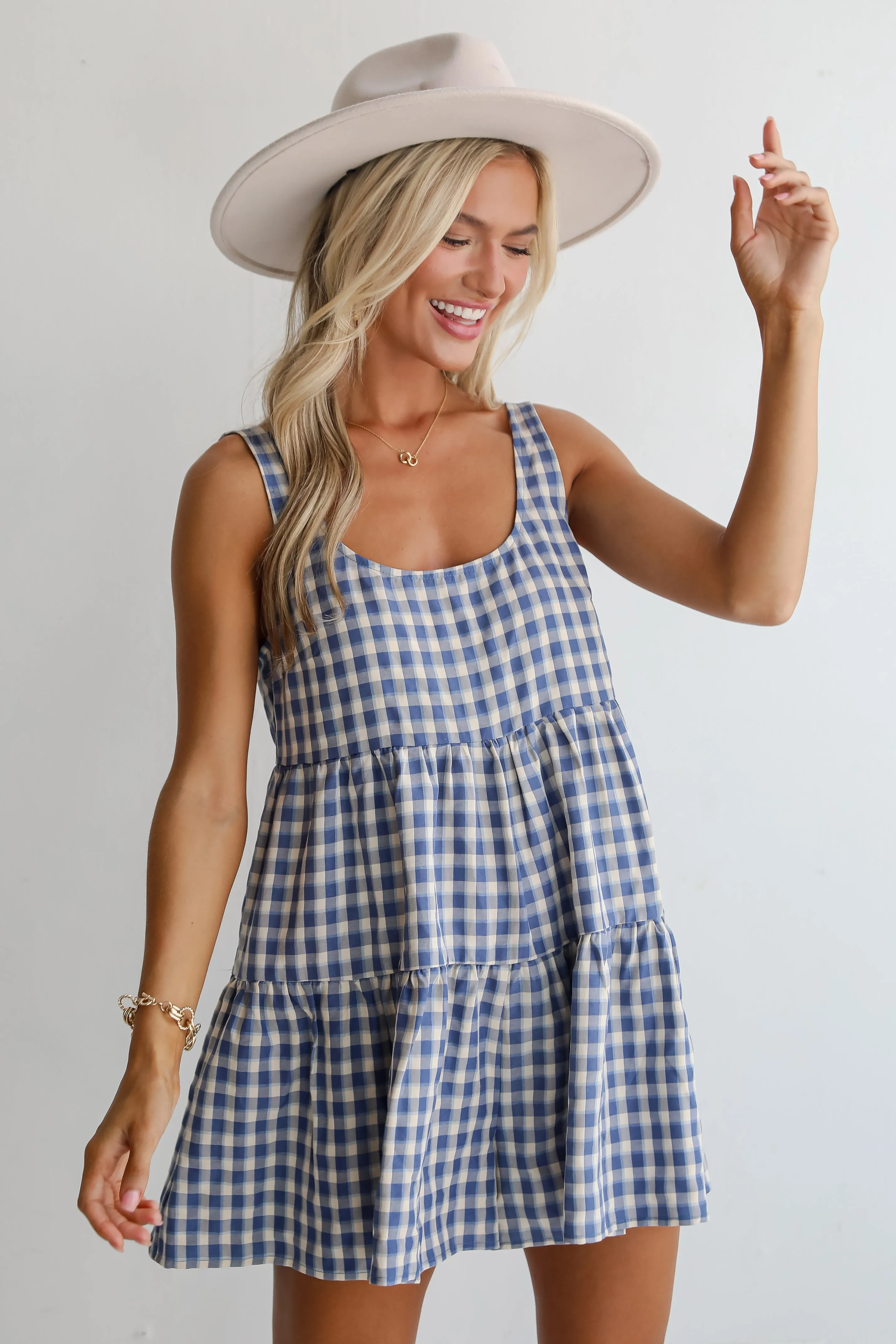 FINAL SALE - Blissfully Perfect Blue Gingham Romper