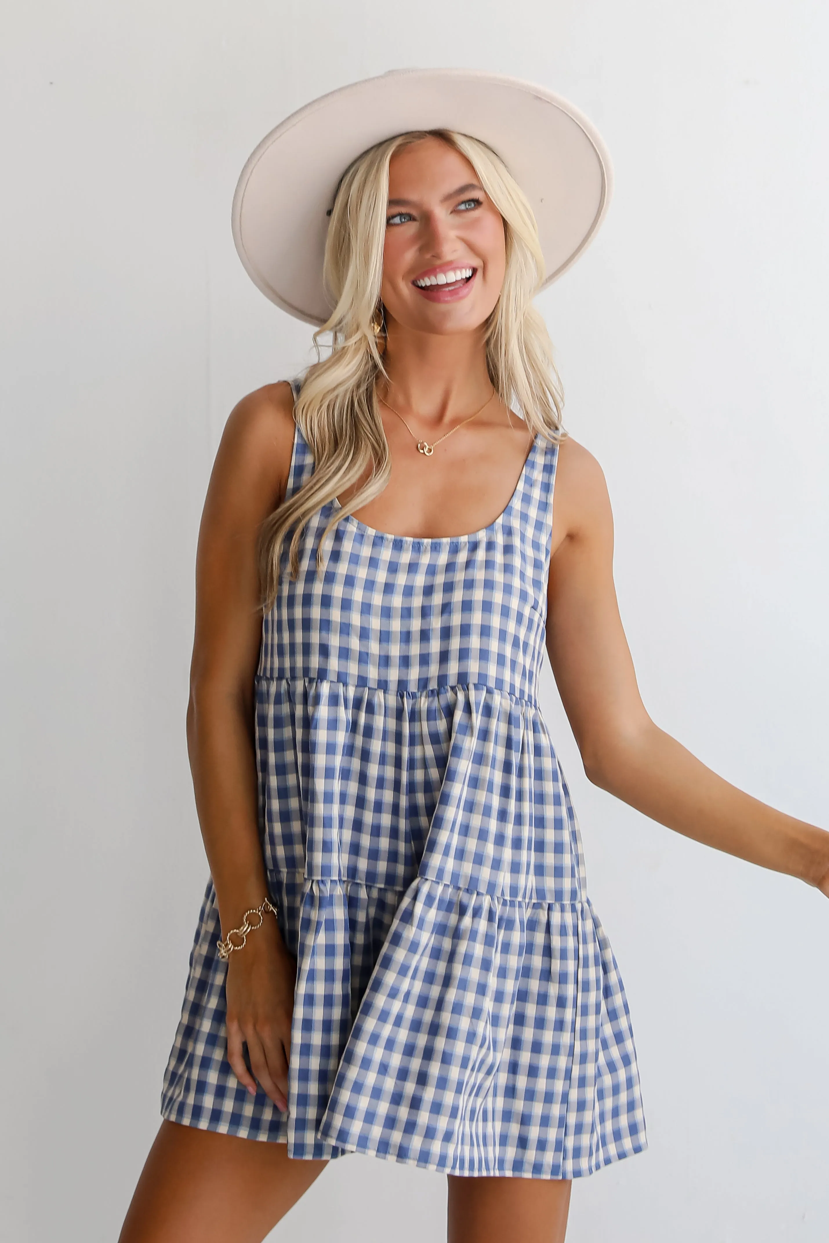 FINAL SALE - Blissfully Perfect Blue Gingham Romper