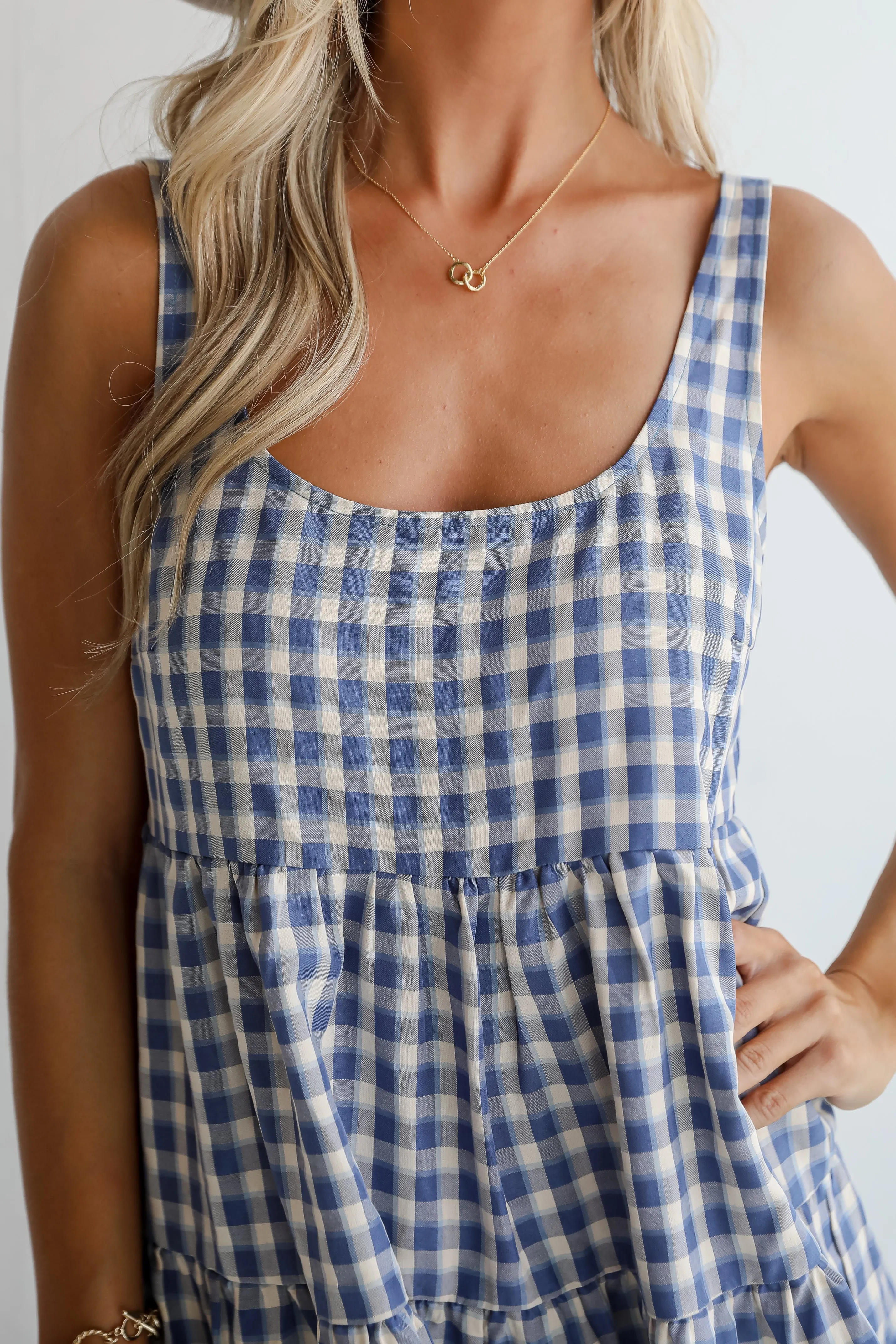 FINAL SALE - Blissfully Perfect Blue Gingham Romper