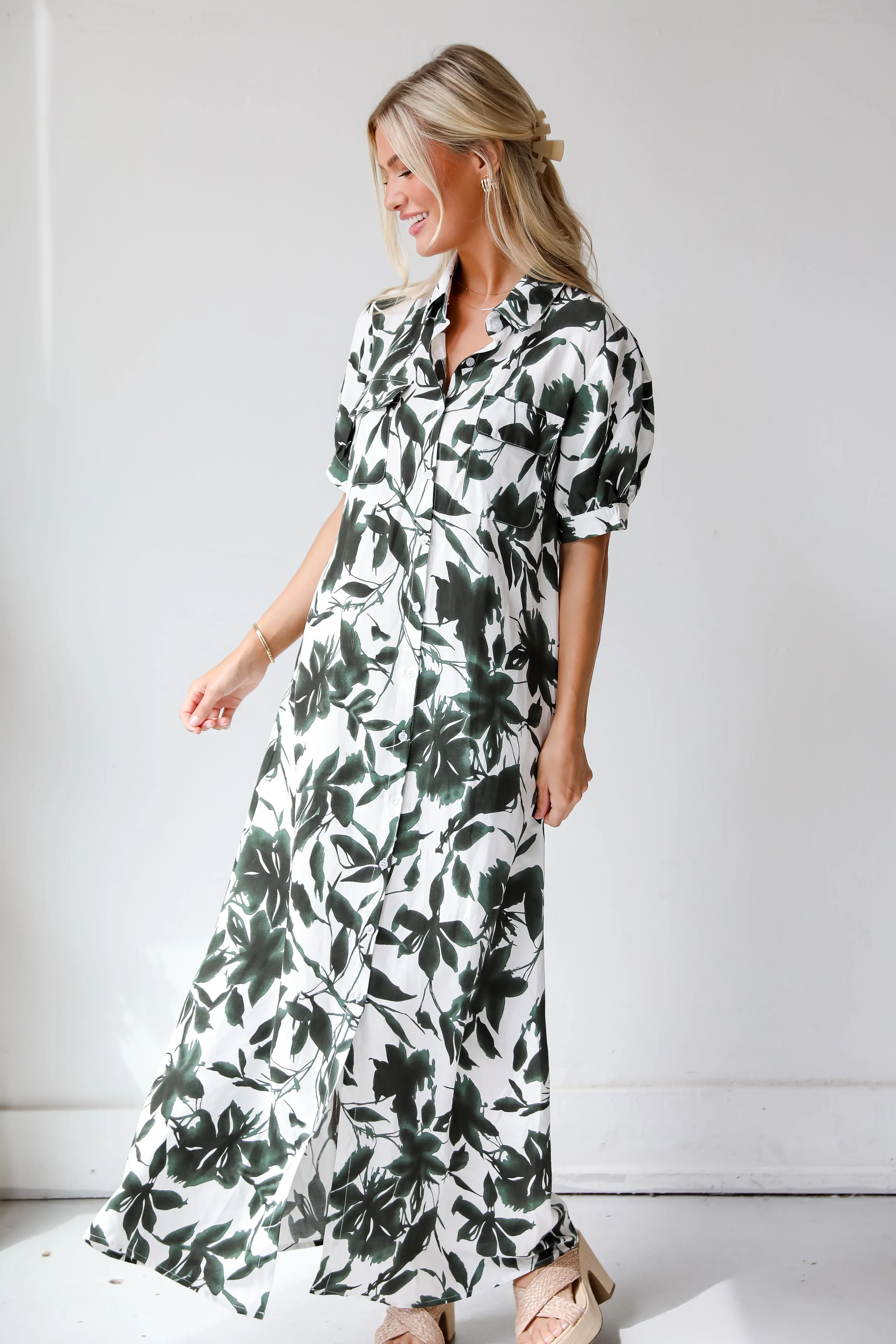 FINAL SALE - Darling Attraction Ivory Floral Maxi Dress