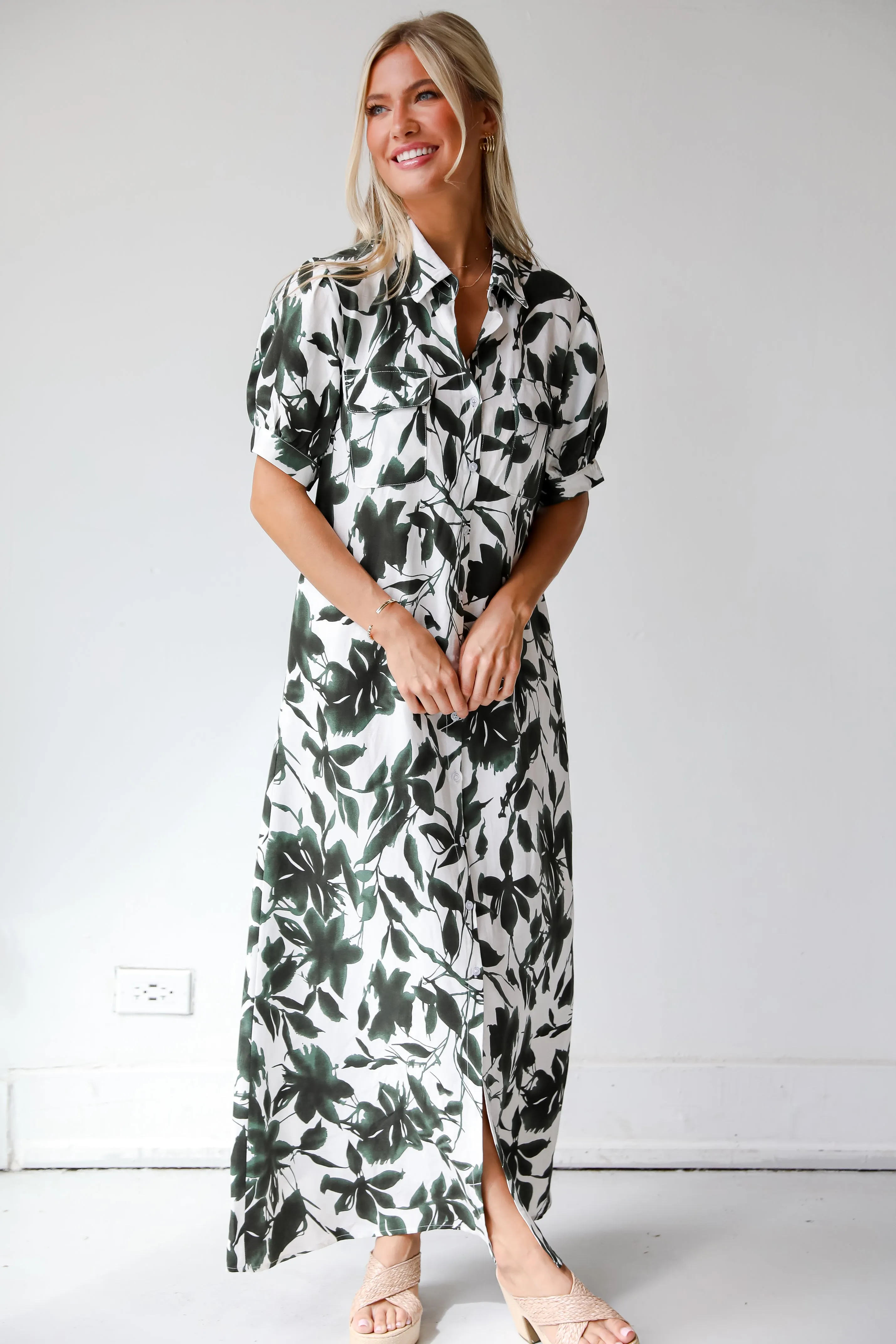 FINAL SALE - Darling Attraction Ivory Floral Maxi Dress