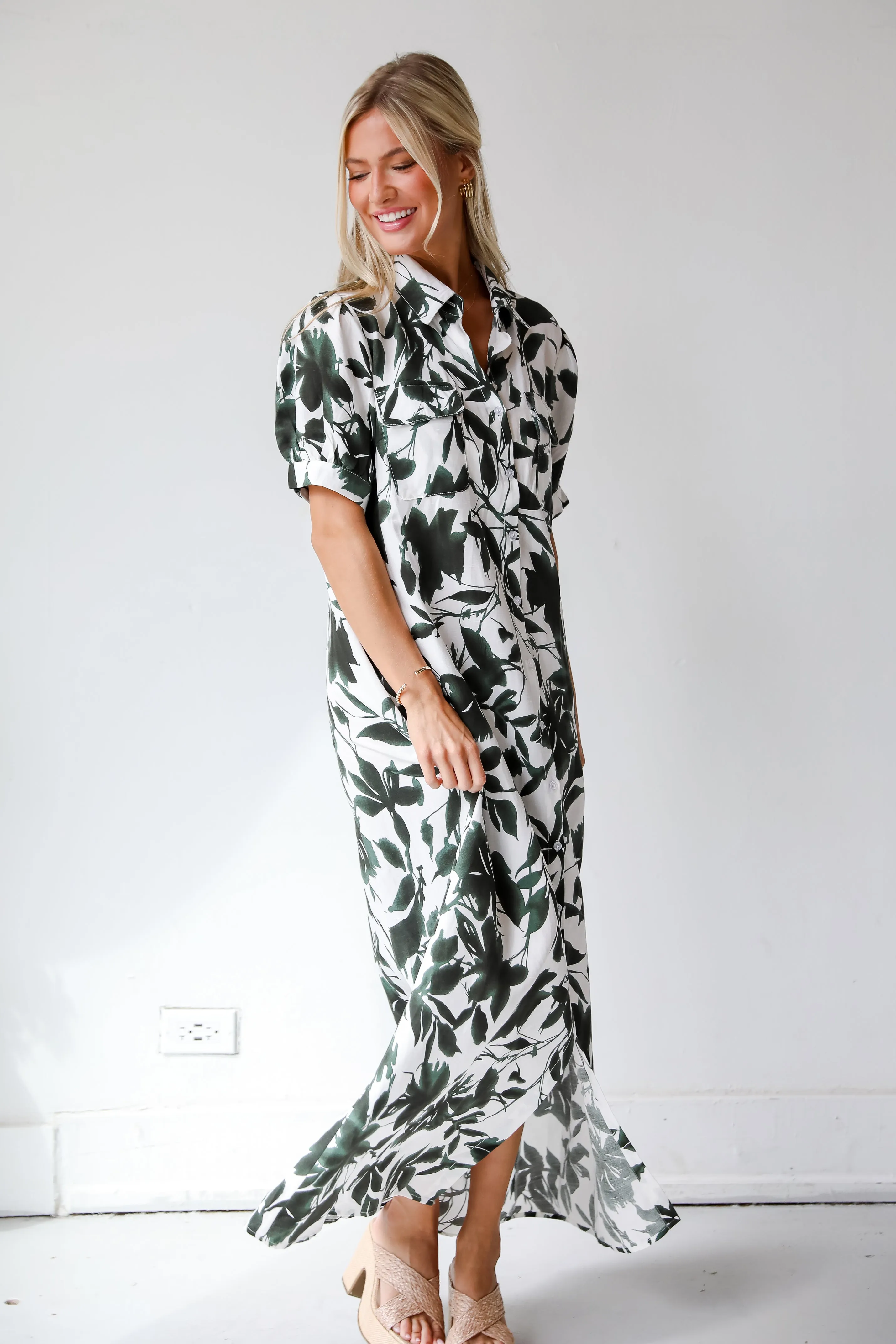 FINAL SALE - Darling Attraction Ivory Floral Maxi Dress