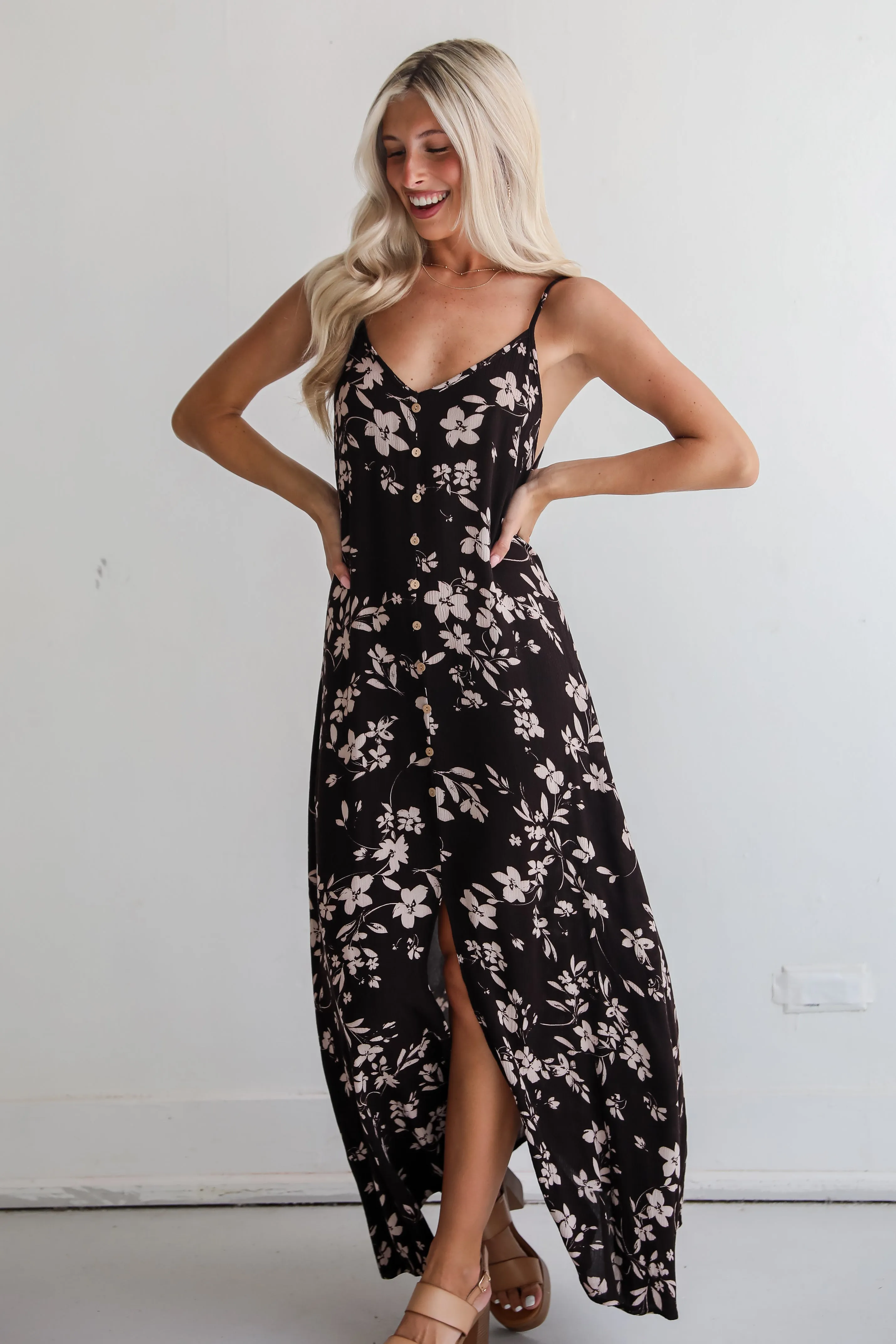 FINAL SALE - Marvelously Darling Black Floral Maxi Dress