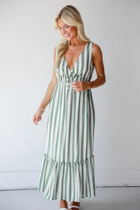 FINAL SALE - Sophisticated Composure Green Striped Maxi Dress