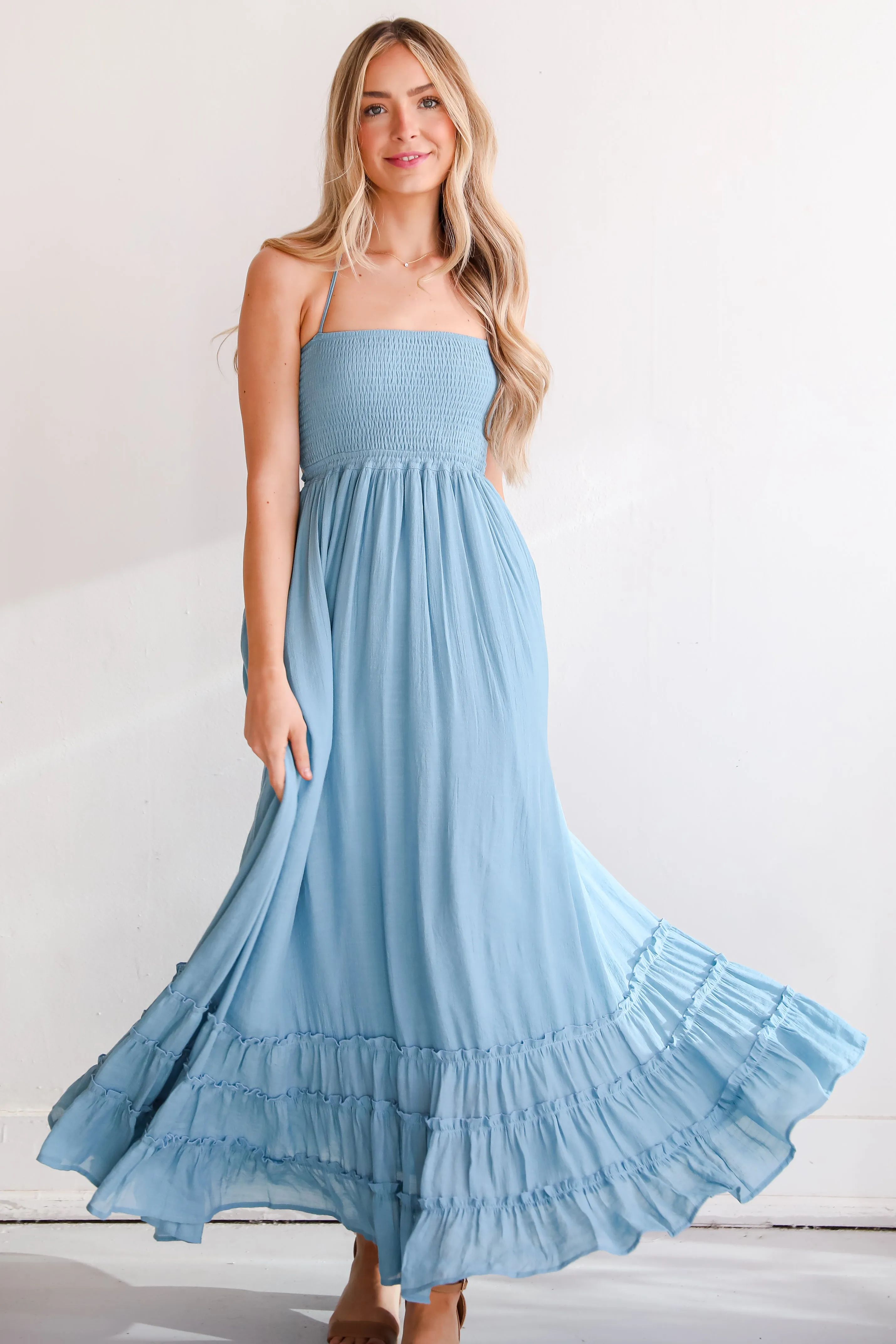 FINAL SALE - Sunset Beauty Smocked Halter Maxi Dress