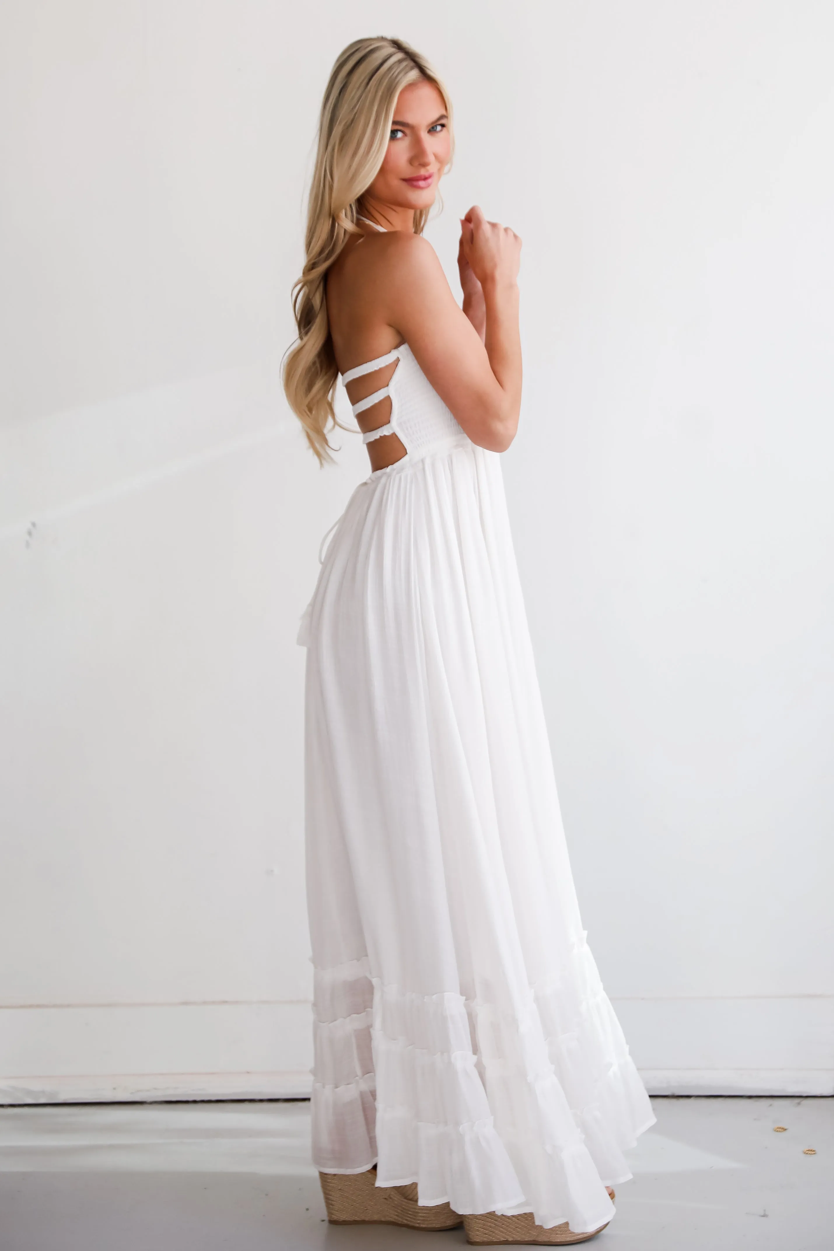 FINAL SALE - Sunset Beauty Smocked Halter Maxi Dress