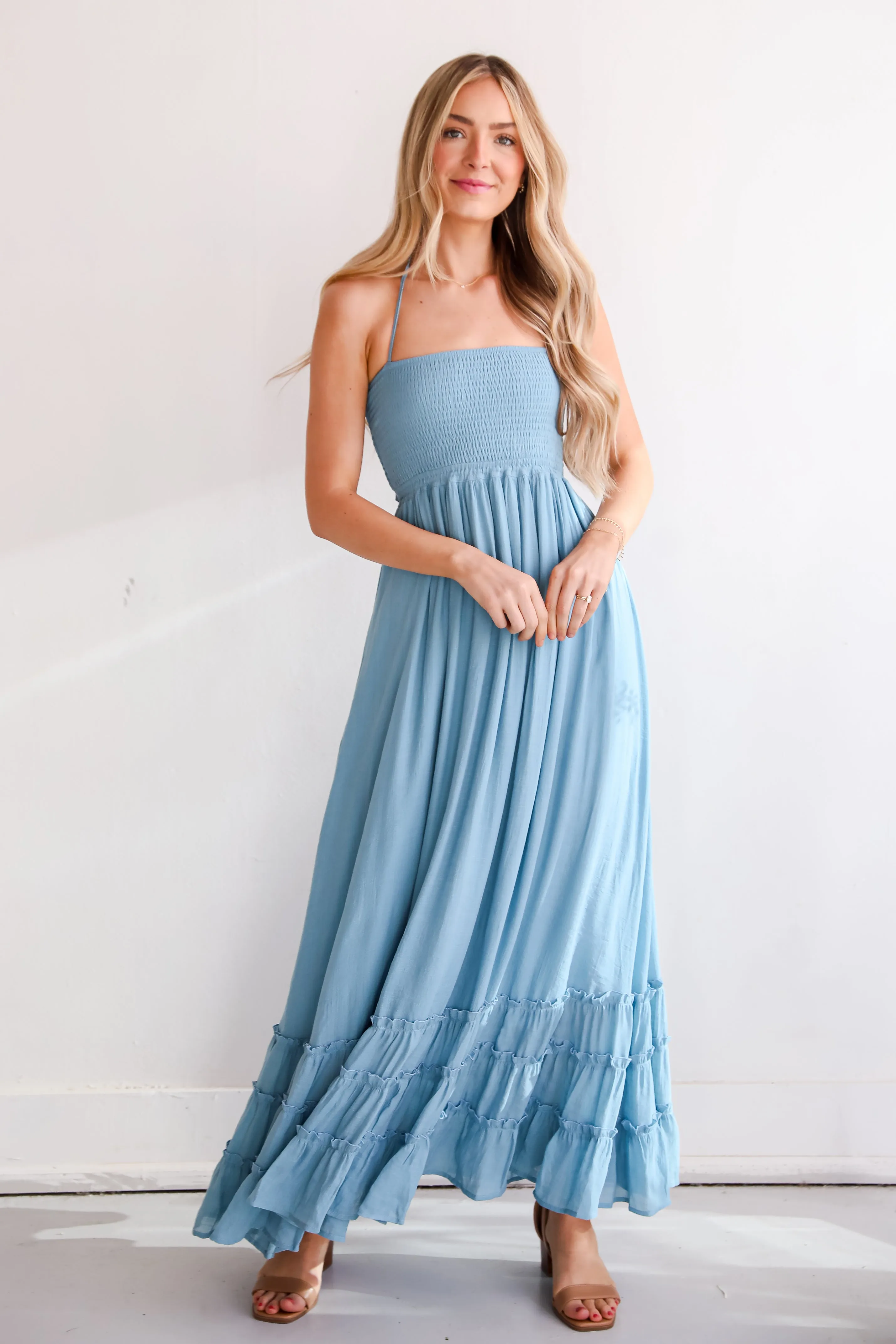 FINAL SALE - Sunset Beauty Smocked Halter Maxi Dress