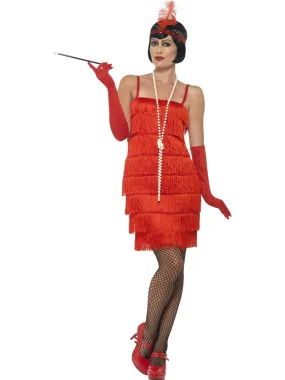 Flapper 1920's Shorter Red Fringed Adult Costume For Sale