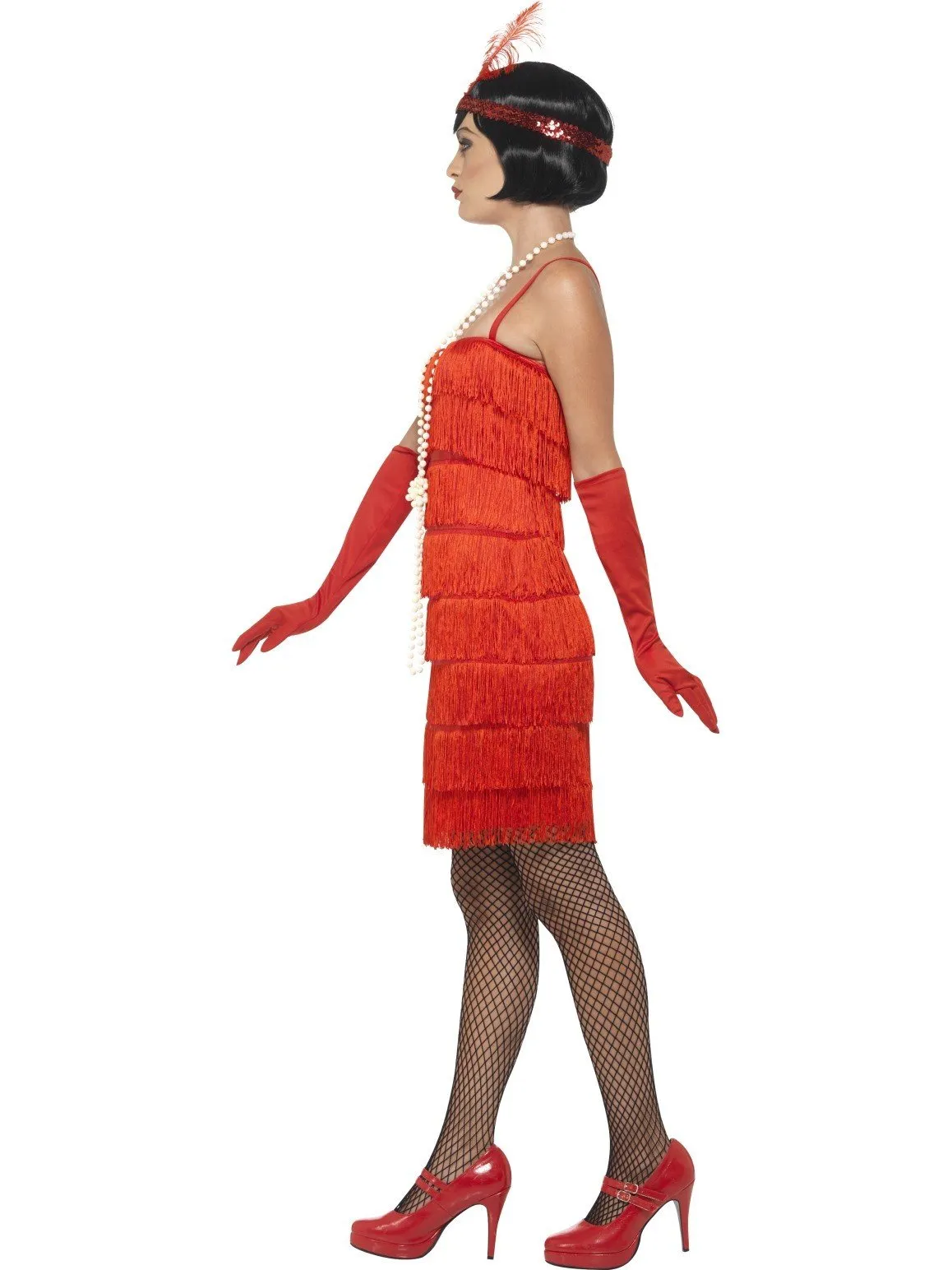 Flapper 1920's Shorter Red Fringed Adult Costume For Sale