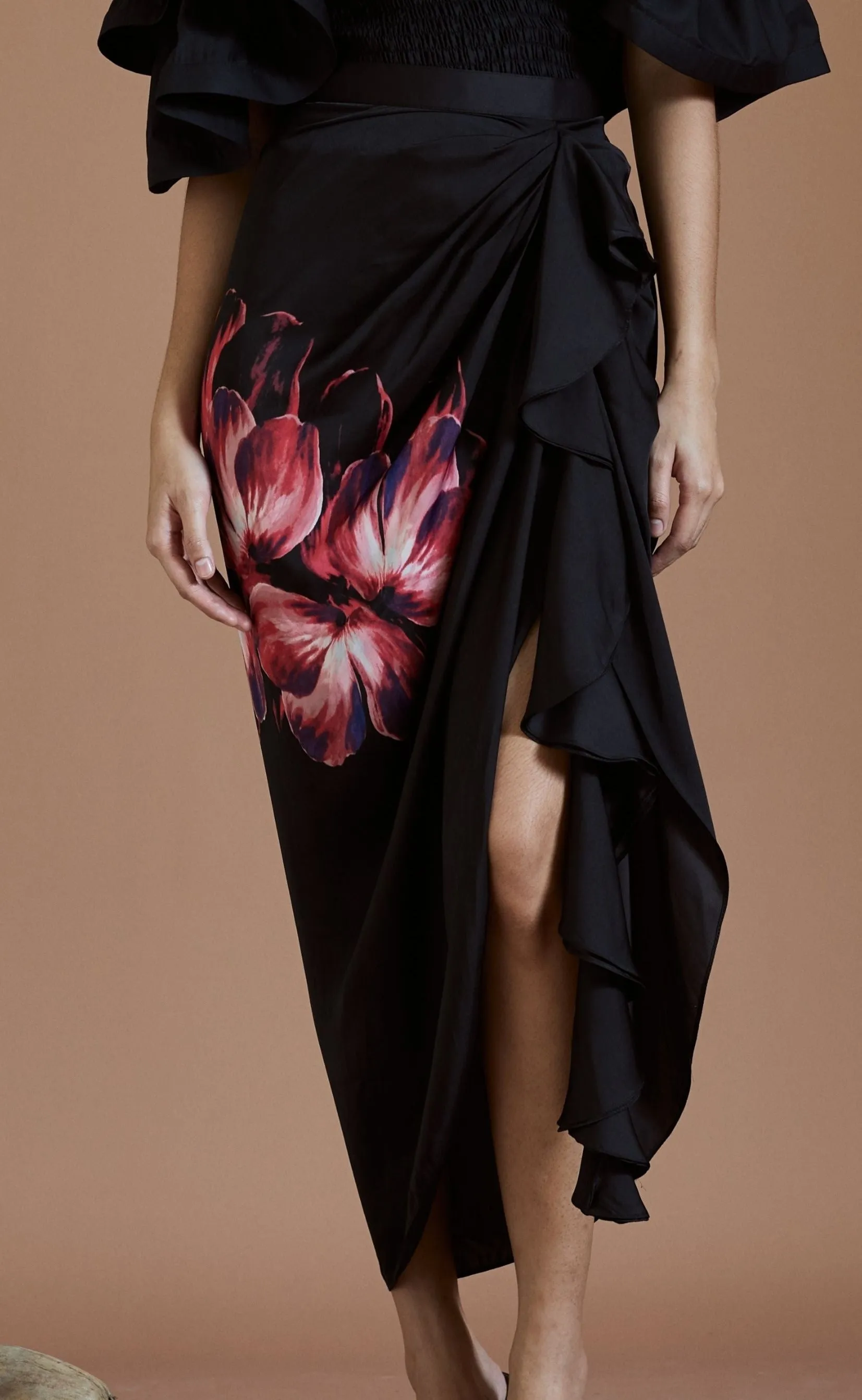 FLORA SKIRT - BLACK HIBISCUS