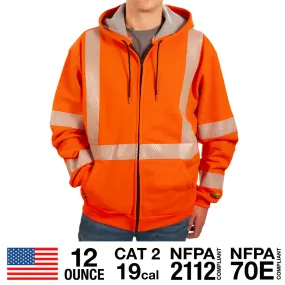 FR Orange Zip-Up Hoodie with CSA Striping