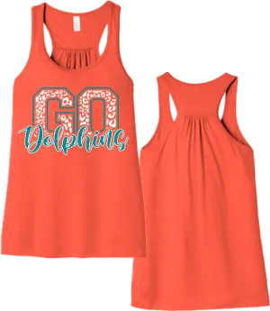 Go Dolphins Ladies Flowy Back Bella Canvas Tank Top or T Shirt