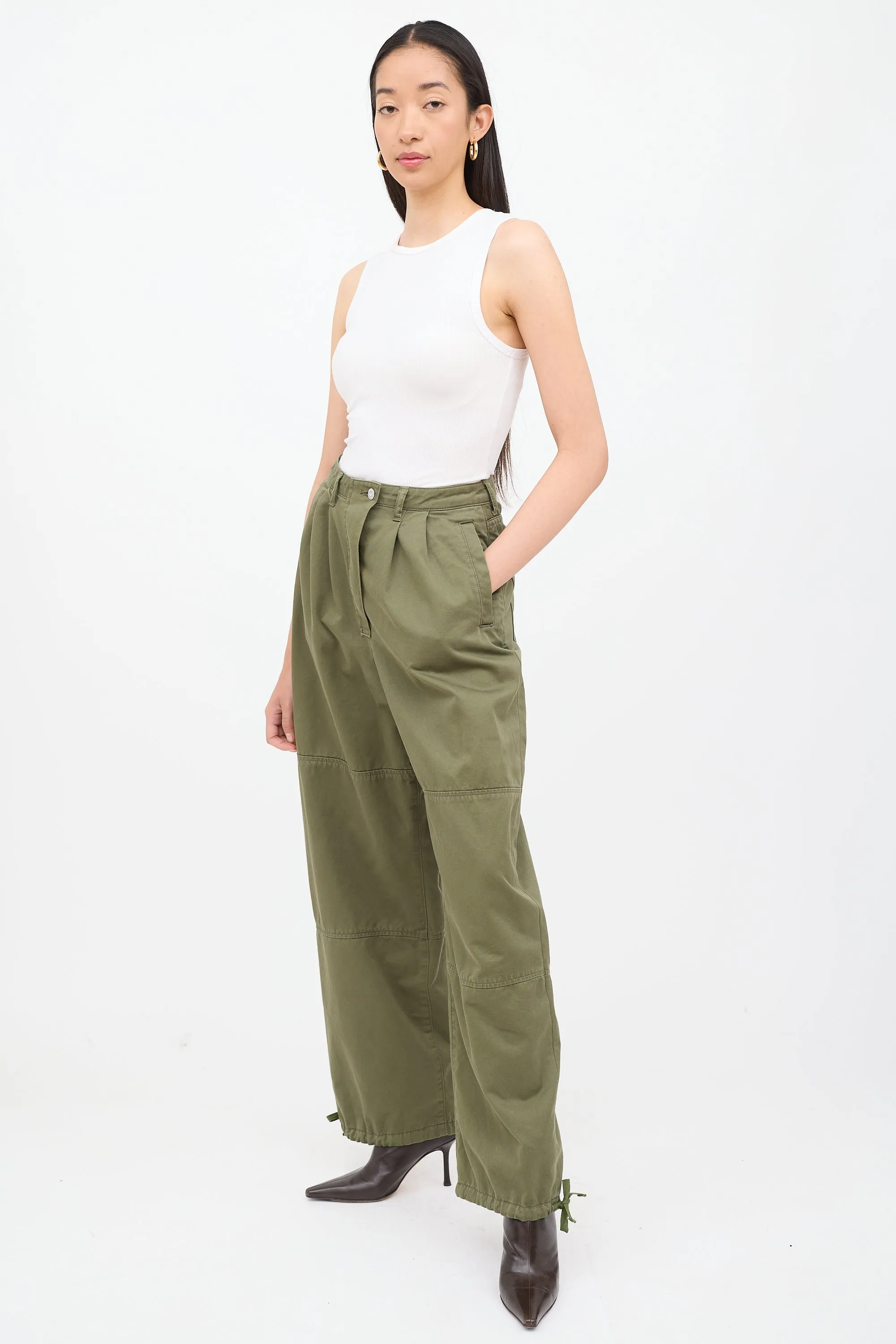 Green Cargo Drawstring Pant