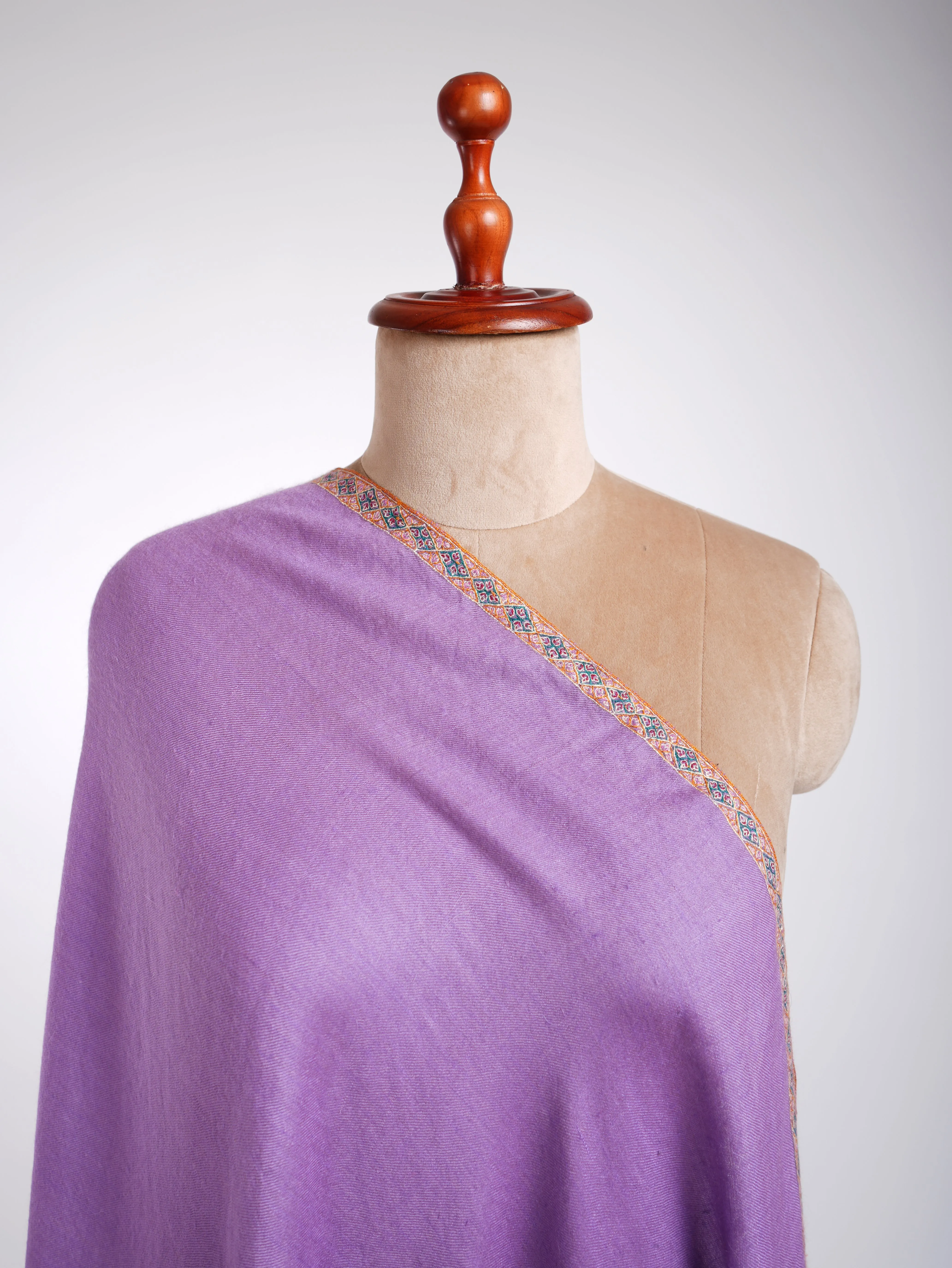 Hashidar Hand Embroidered Pashmina Shawl Lilac