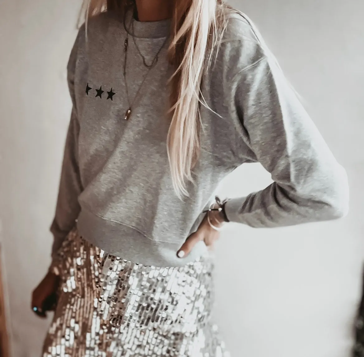 Heather grey Ibiza three stars sweatshirt *slightly cropped fit*