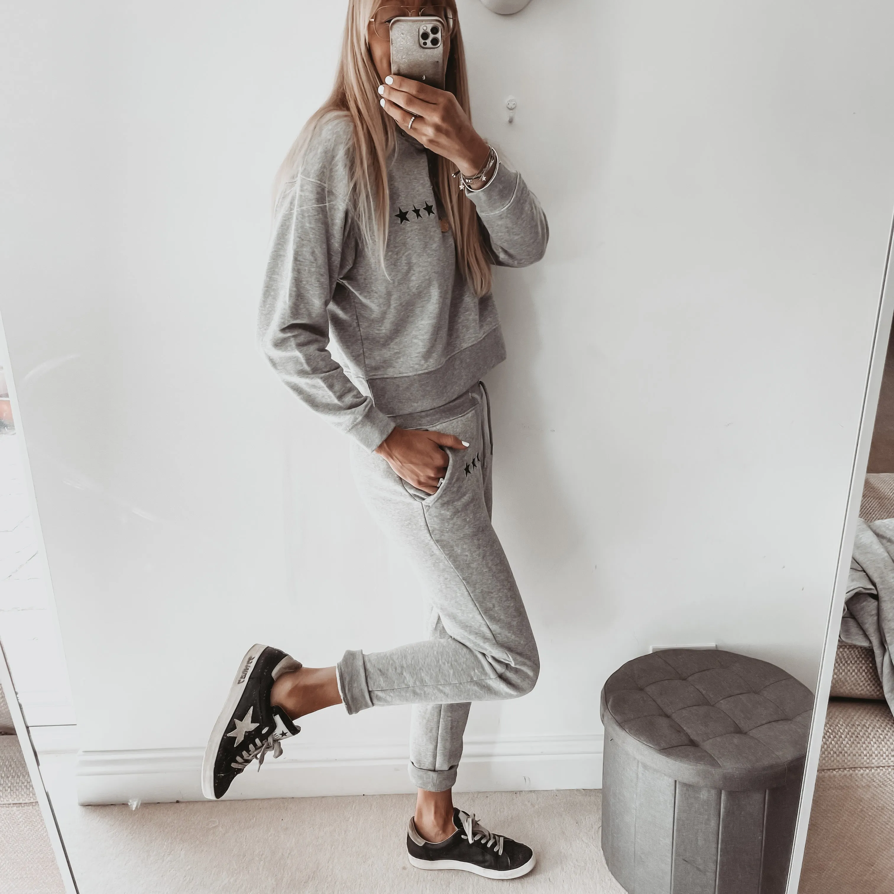 Heather grey Ibiza three stars sweatshirt *slightly cropped fit*