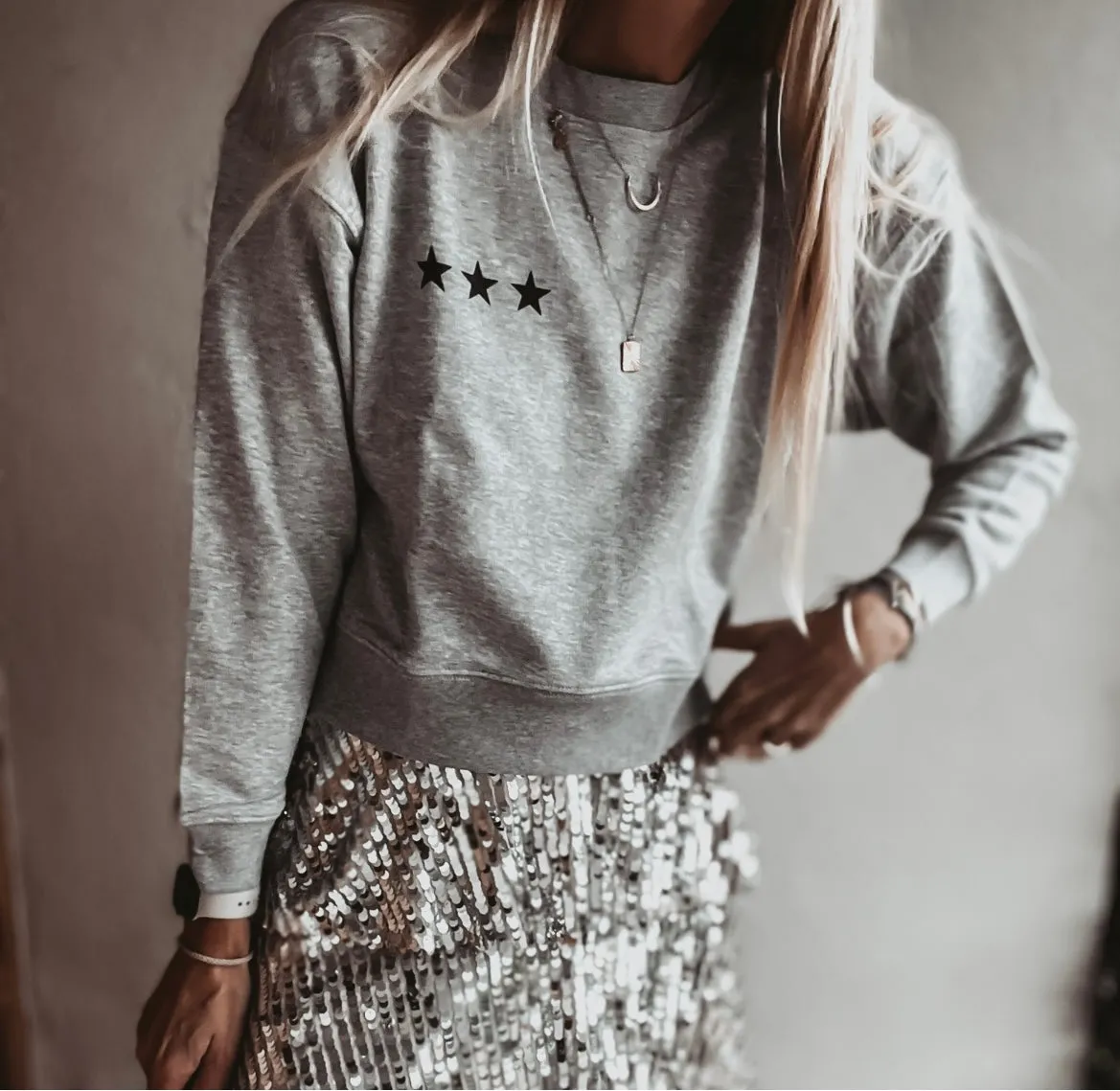 Heather grey Ibiza three stars sweatshirt *slightly cropped fit*