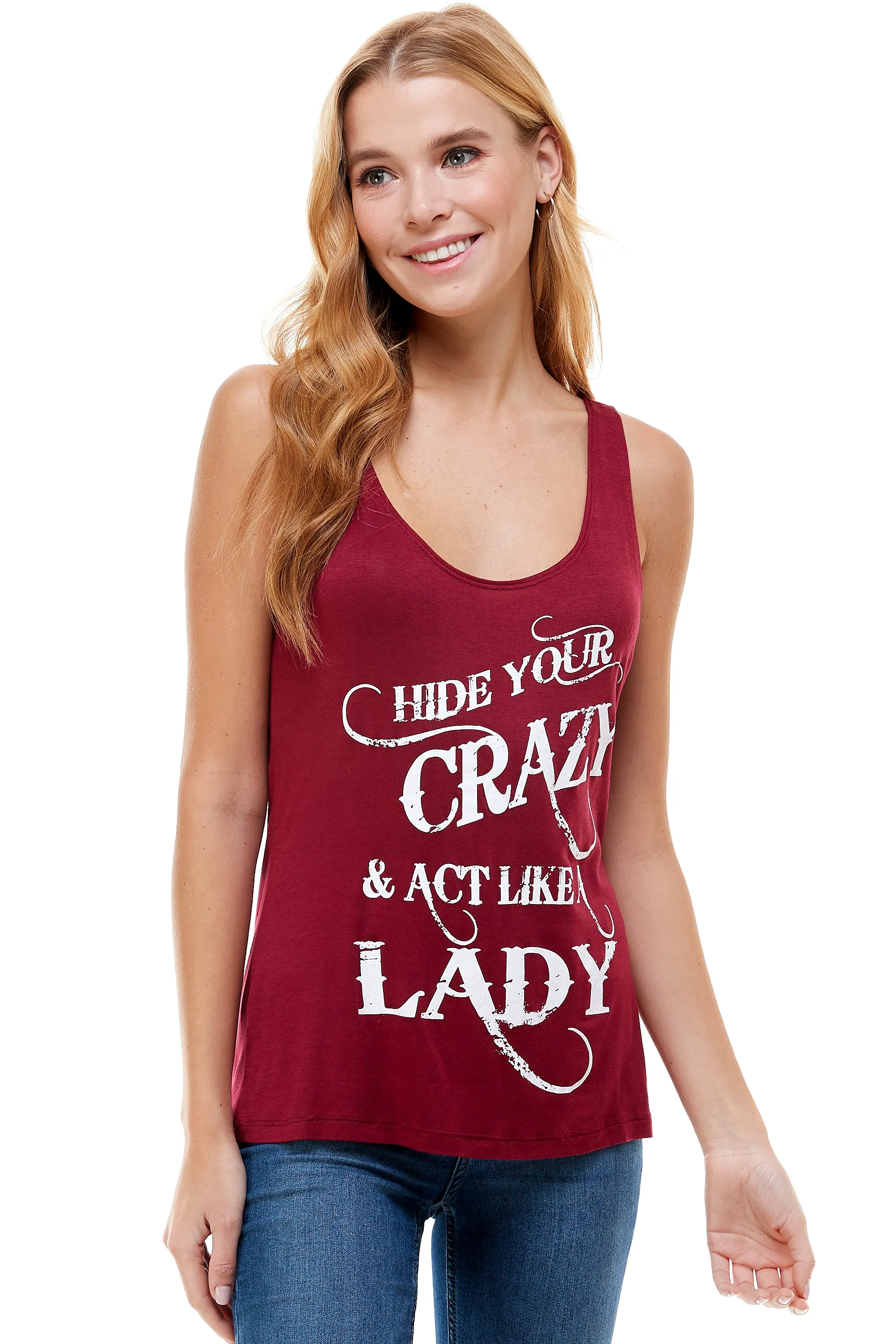 HIDE YOUR CRAZY & ACT LIKE A LADY TANK TOP