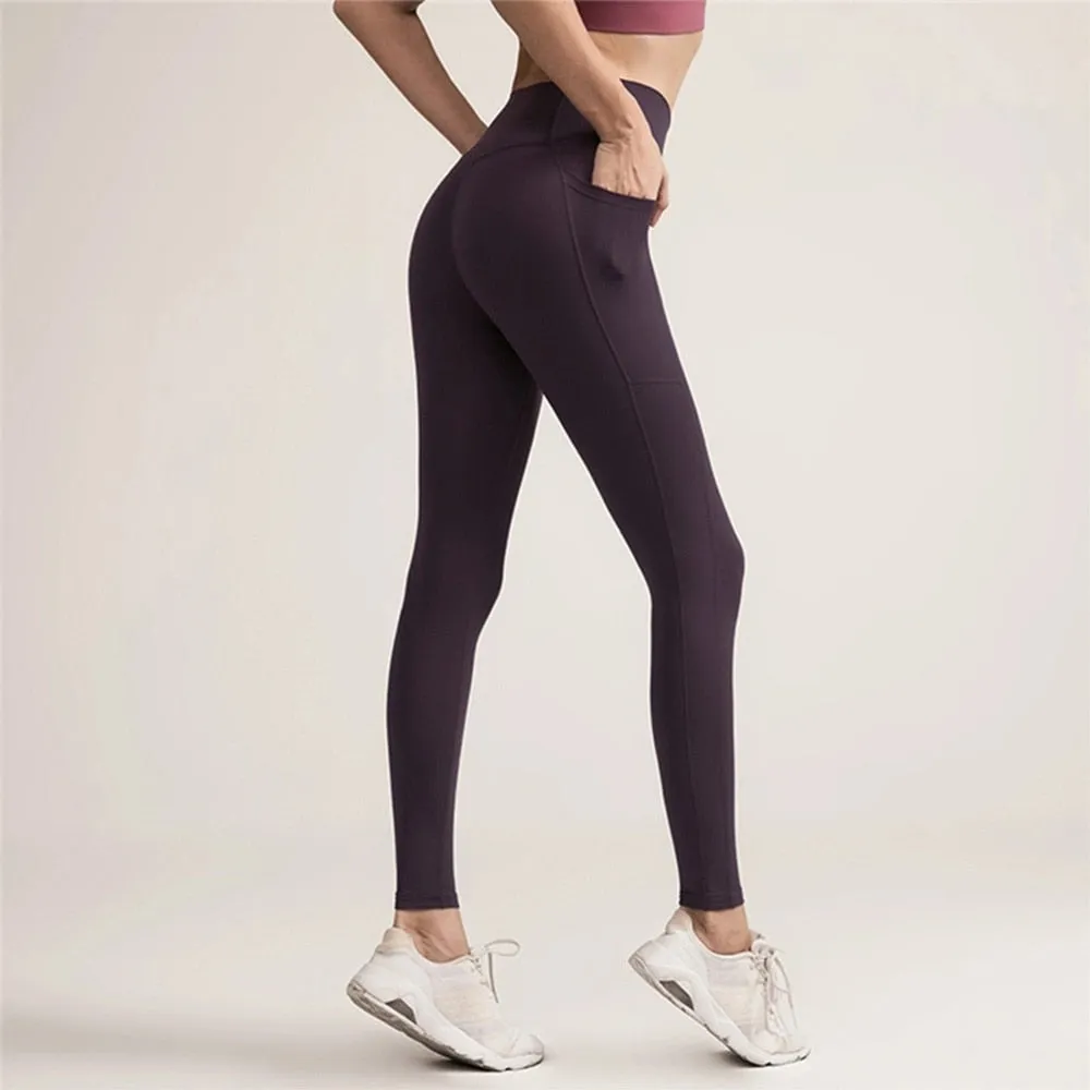 High Waist Side With Pockets Sport Buttery Soft Fitness Women Legging Support Horse Riding Tights Running Yoga Pants