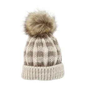 Huggalugs Pebble Brown Buffalo Check Beanie