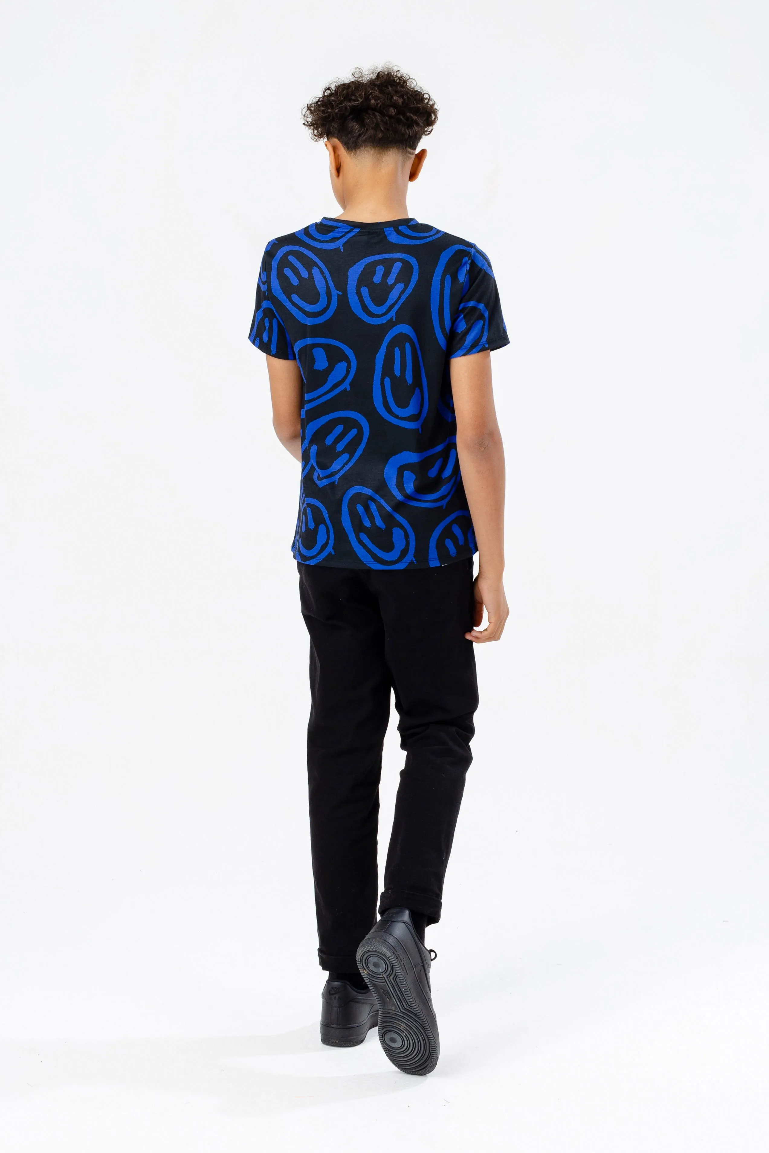 Hype Boys Blue Trippy Face Script T-Shirt