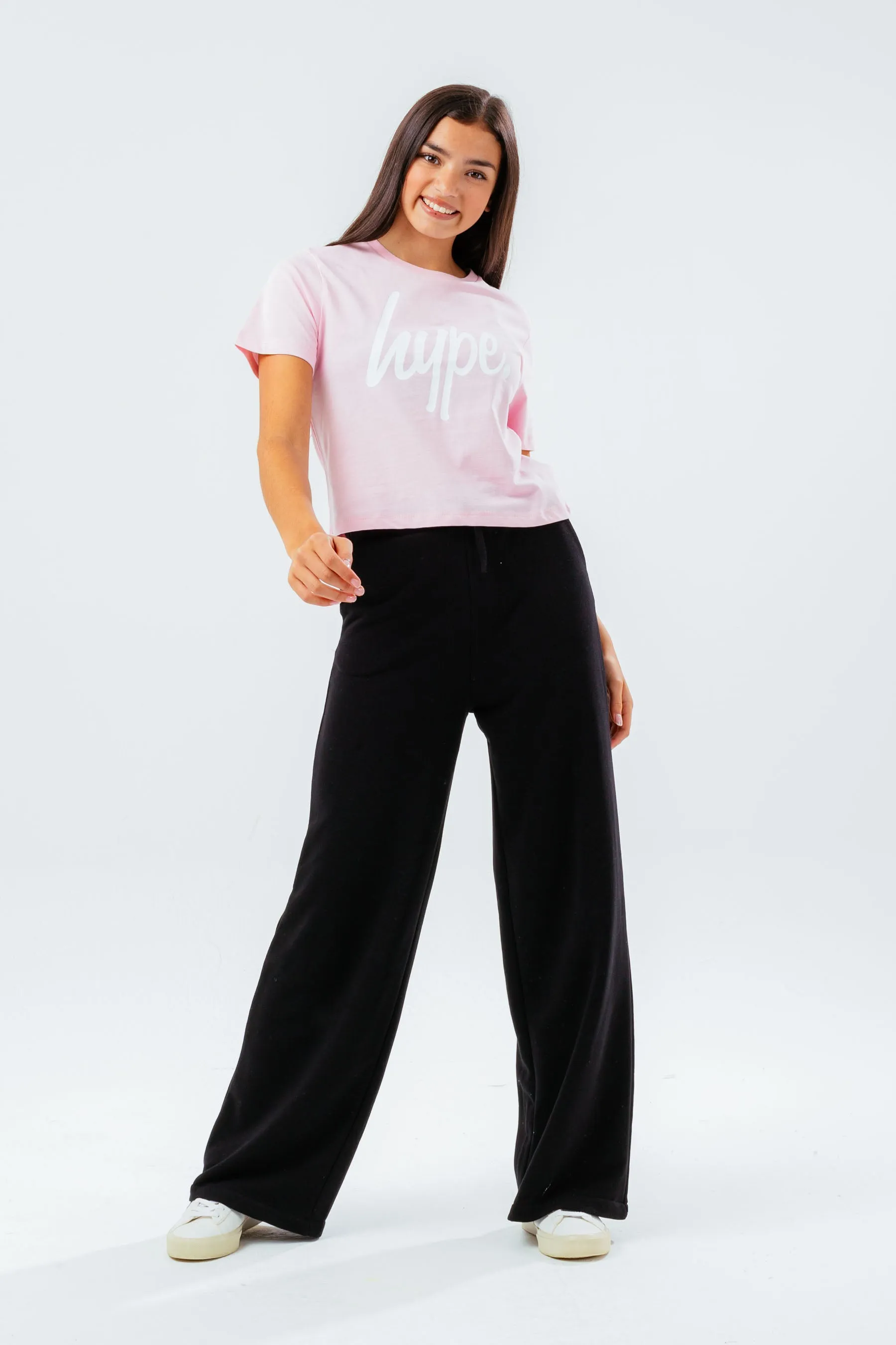 Hype Girls Pink Script Crop T-Shirt