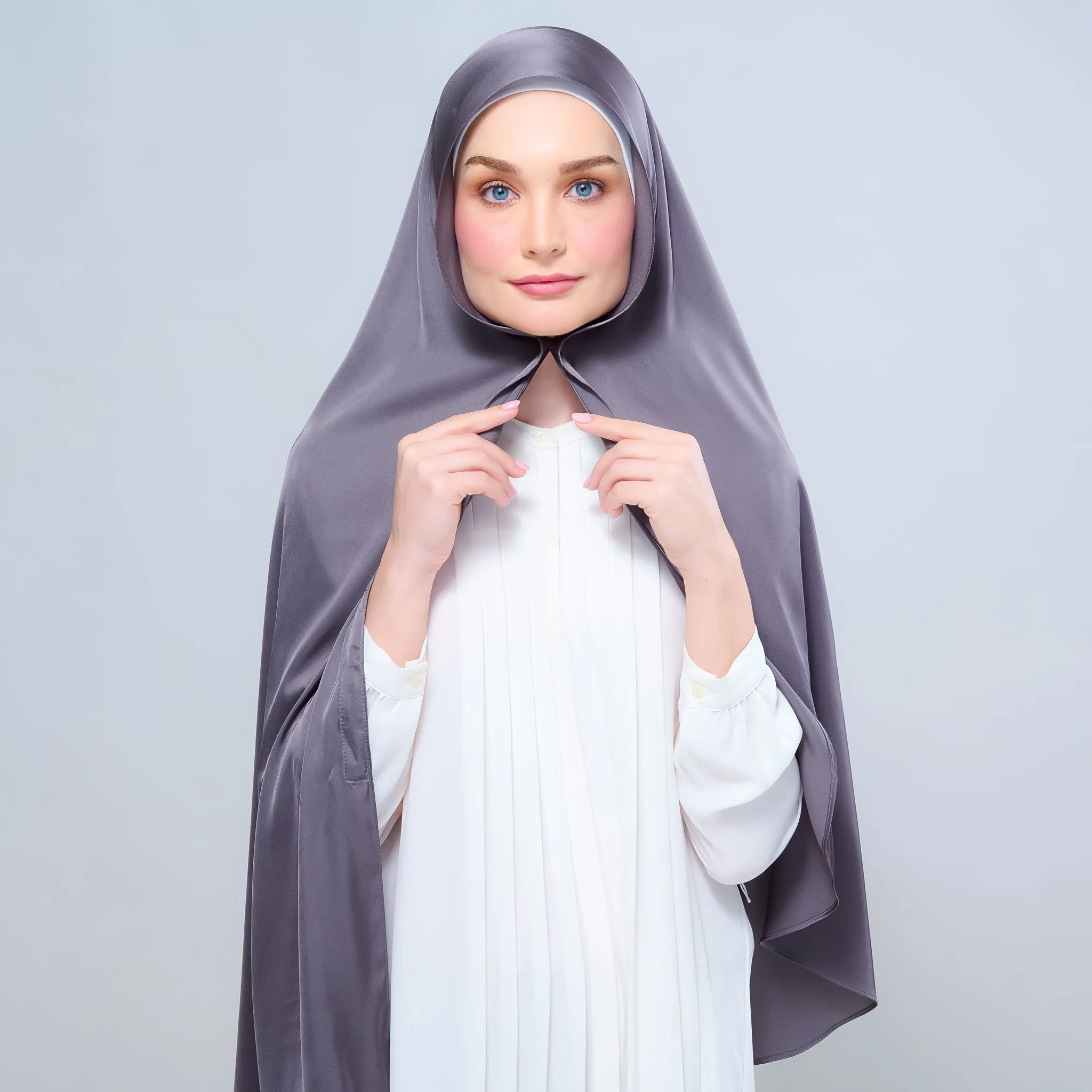 Instant Tag n' Go Shawl  | Satin Silk in Deep Grey