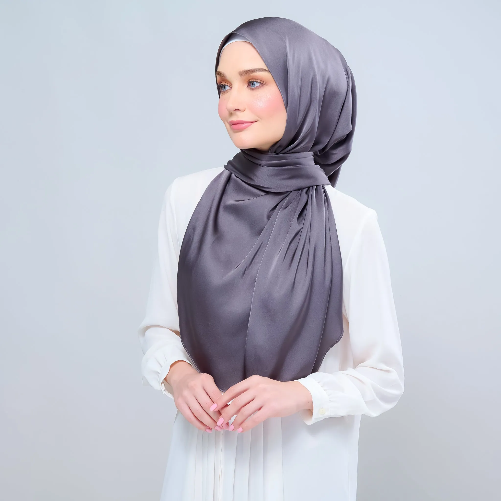 Instant Tag n' Go Shawl  | Satin Silk in Deep Grey