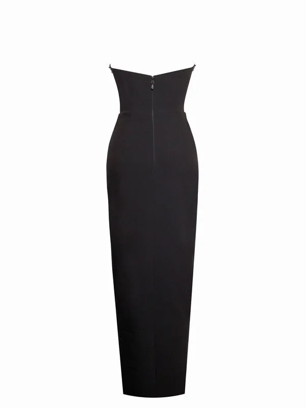 Ivanna Black Crystal Embellished Maxi Dress(Gloves Included)