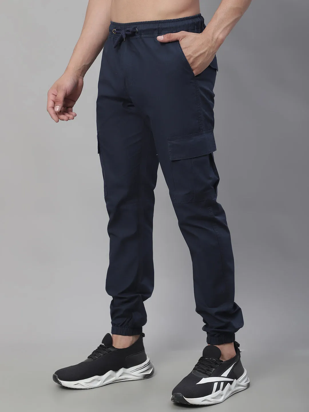 Jashvi Men's Casual Cotton Solid Cargo Pants