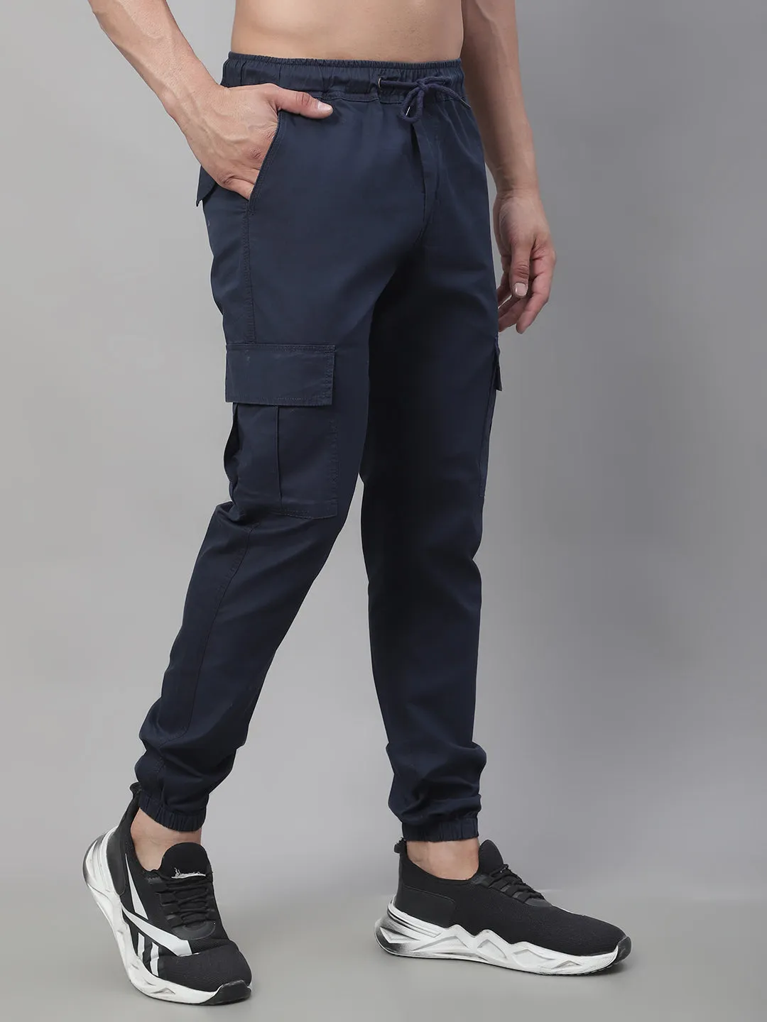 Jashvi Men's Casual Cotton Solid Cargo Pants