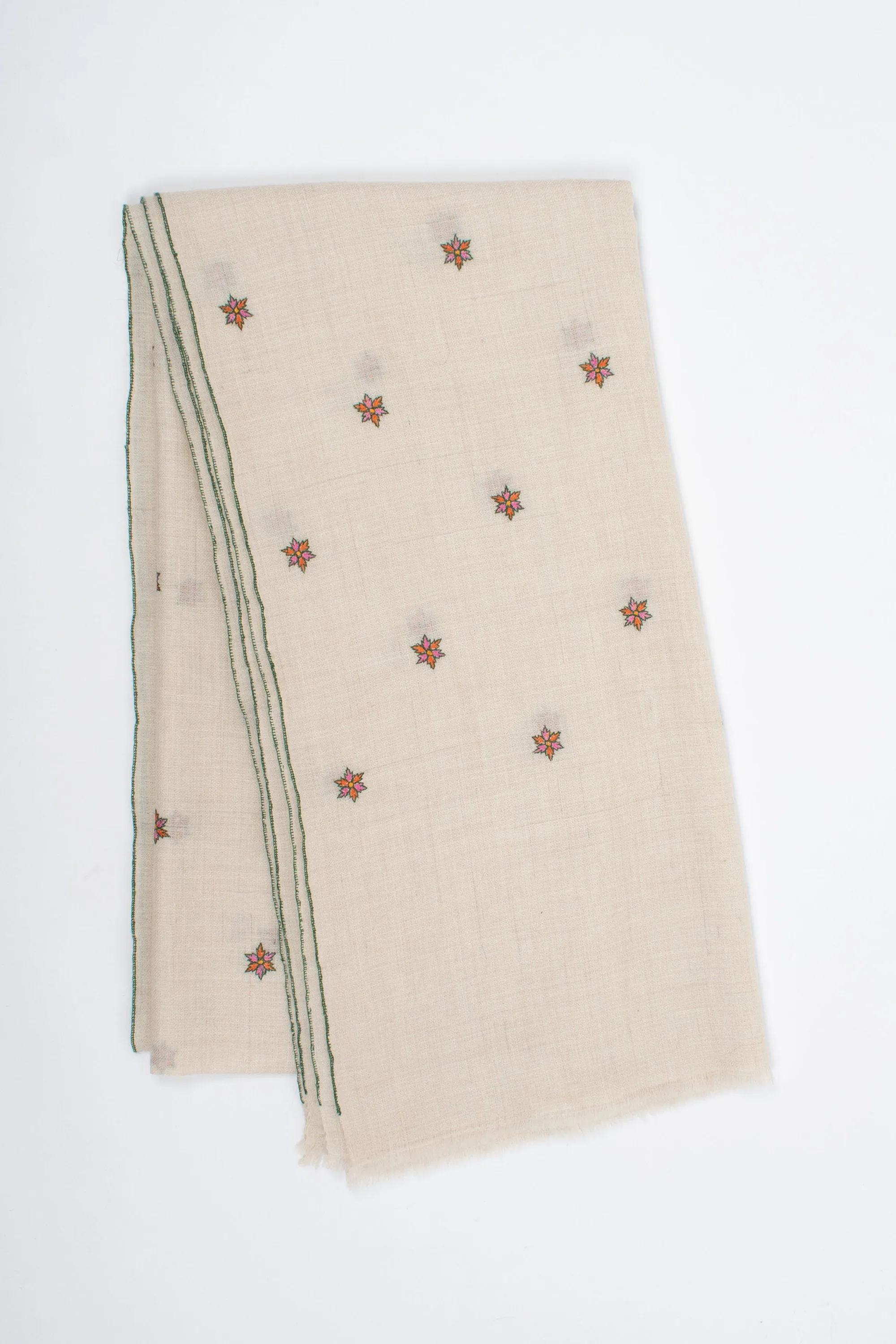 Kashmir Pashmina Star Collection, Hand Embroidered Shawl, Cashmere Wrap, Gifting Scarves, Natural Shades, Handwoven, 40x80" - SALISBURY