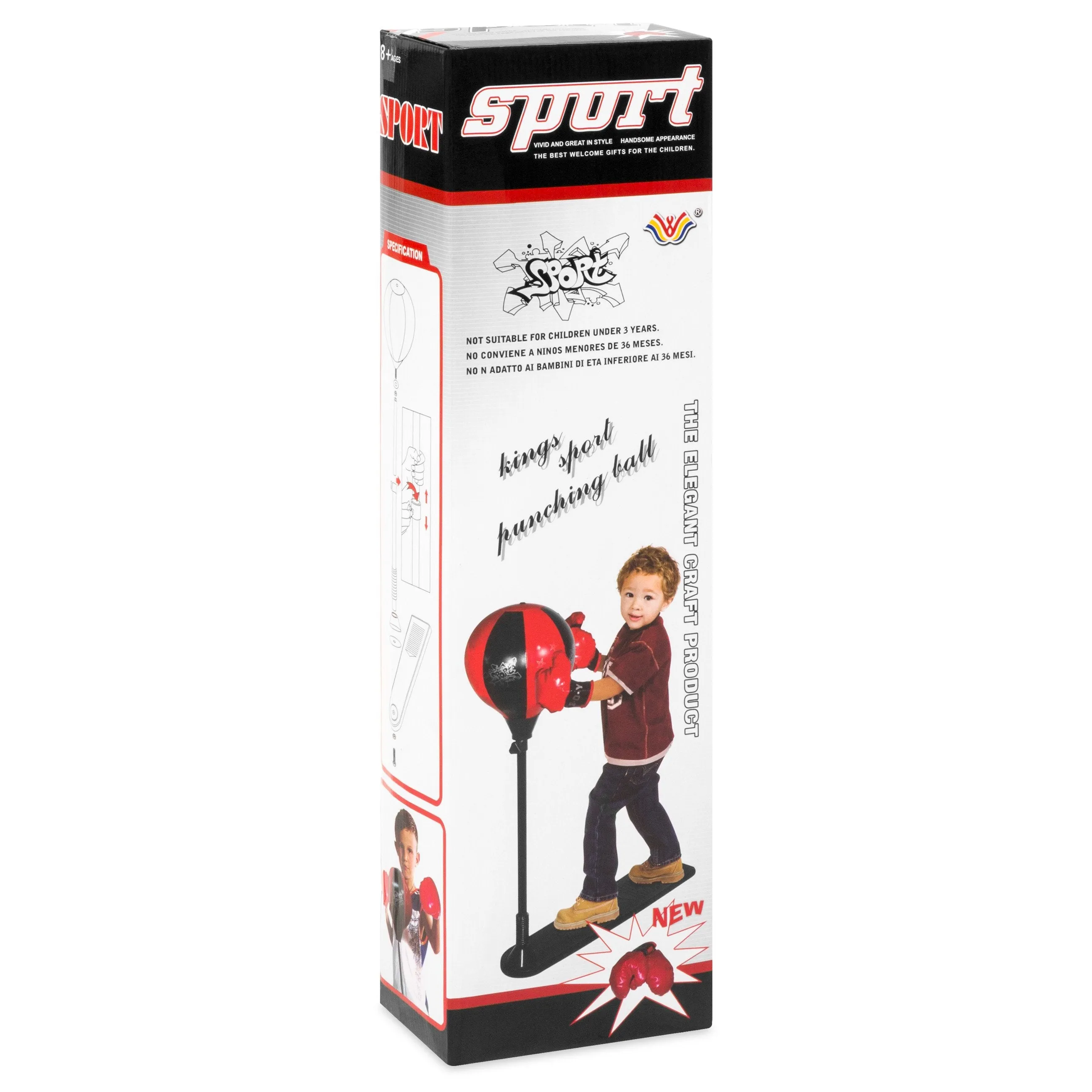 Kids Standing 34-51in Adjustable Boxing Punching Bag Toy Set w/ Gloves