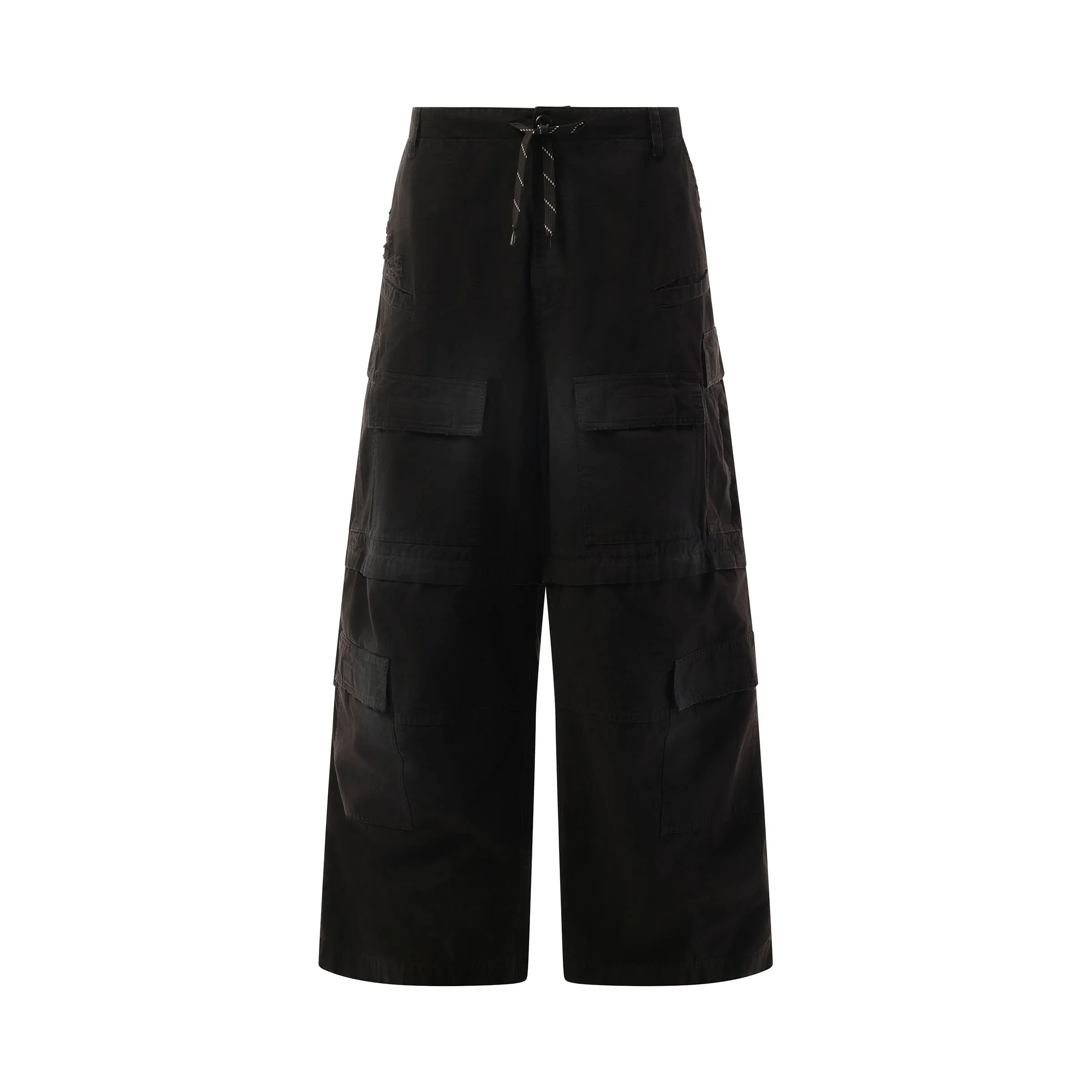 Large Cargo Pants in Faded Black/White