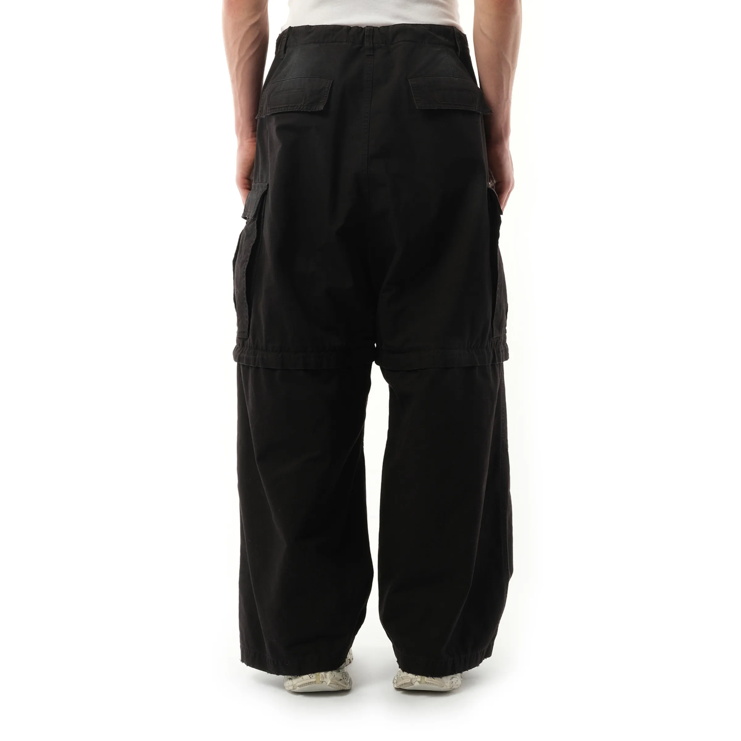 Large Cargo Pants in Faded Black/White