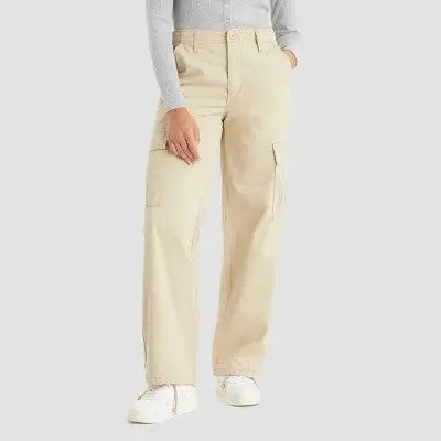 Levi's Women's Mid Rise Wide Leg Relaxed Cargo Pants Loose