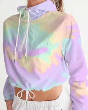 Lilac Mint Tie Dye Women's Cropped Windbreaker