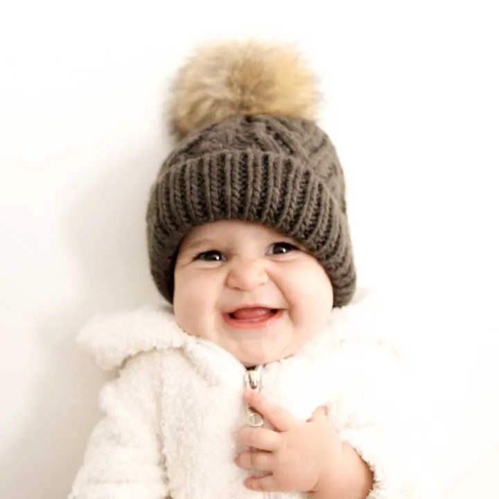 Loden Pop Pom Pom Beanie Hat for Babies thru Adults