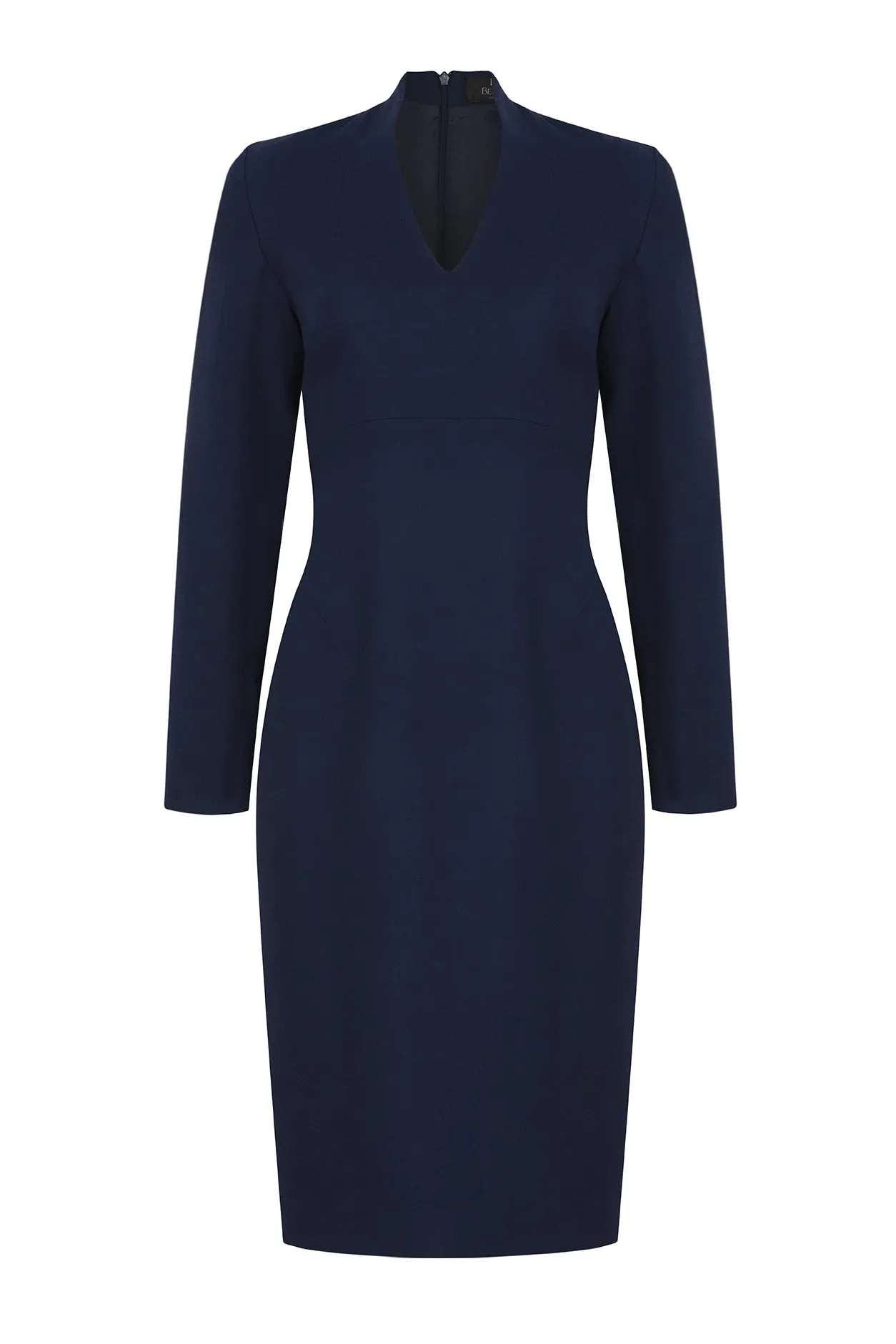 Long-Sleeve Shift Style Dress in Navy - Emma