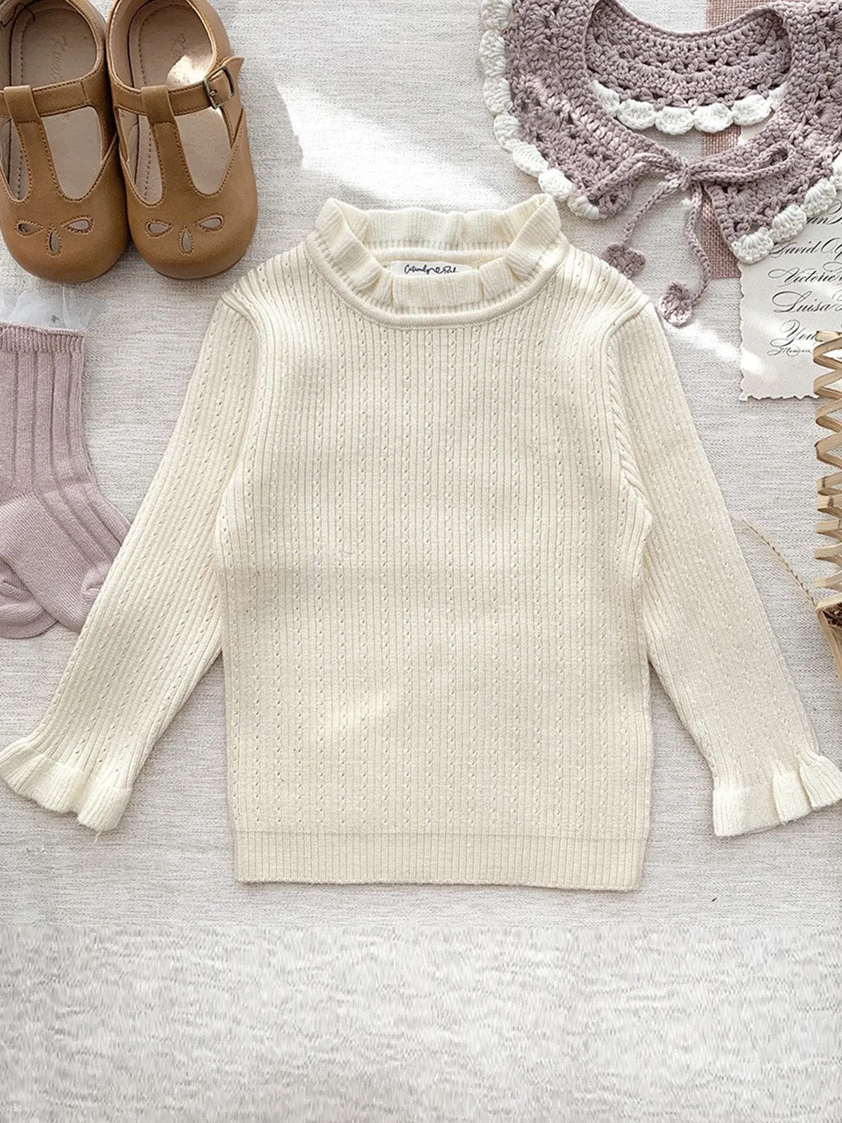 Looks So Sweet Ruffle Collar Knit Sweater