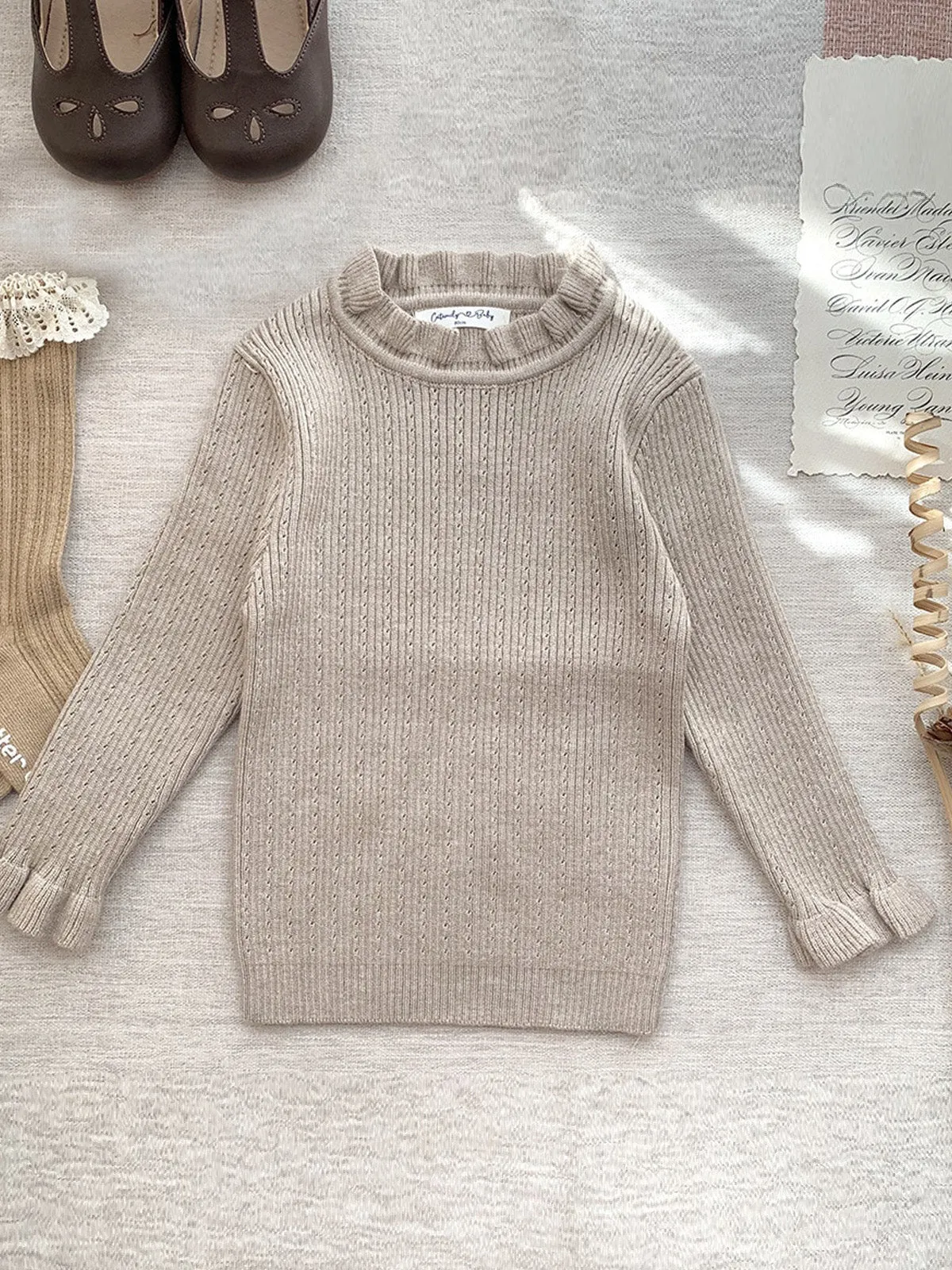 Looks So Sweet Ruffle Collar Knit Sweater