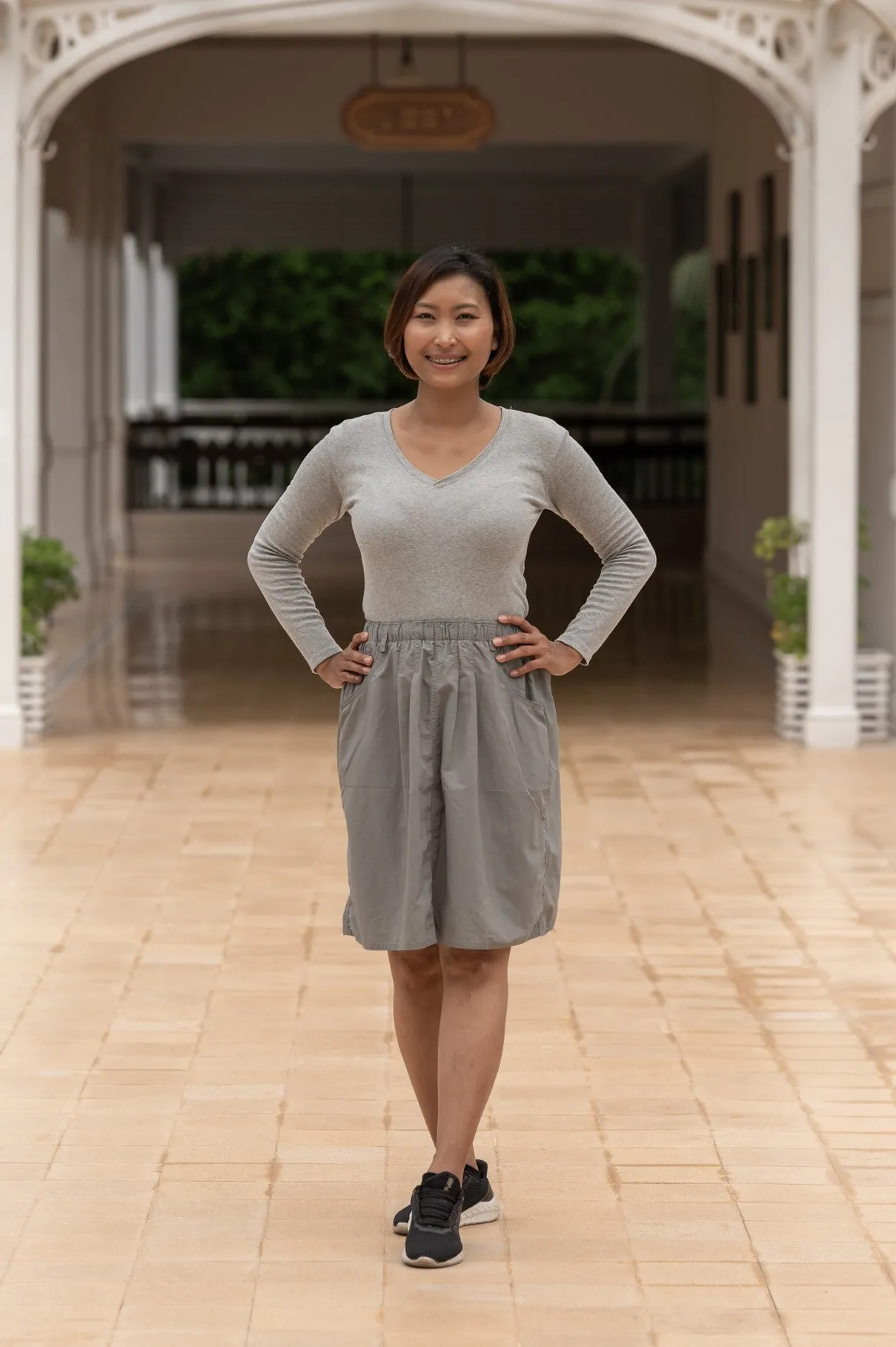 Macabi Knee Length Skirt - Light Gray