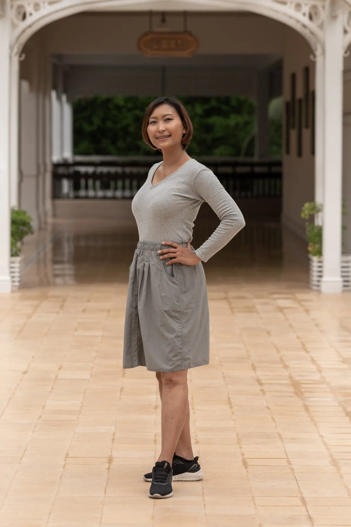 Macabi Knee Length Skirt - Light Gray