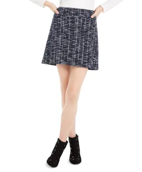 Maison Jules Women's Zippered Check Mini Pencil Skirt Navy Size 8