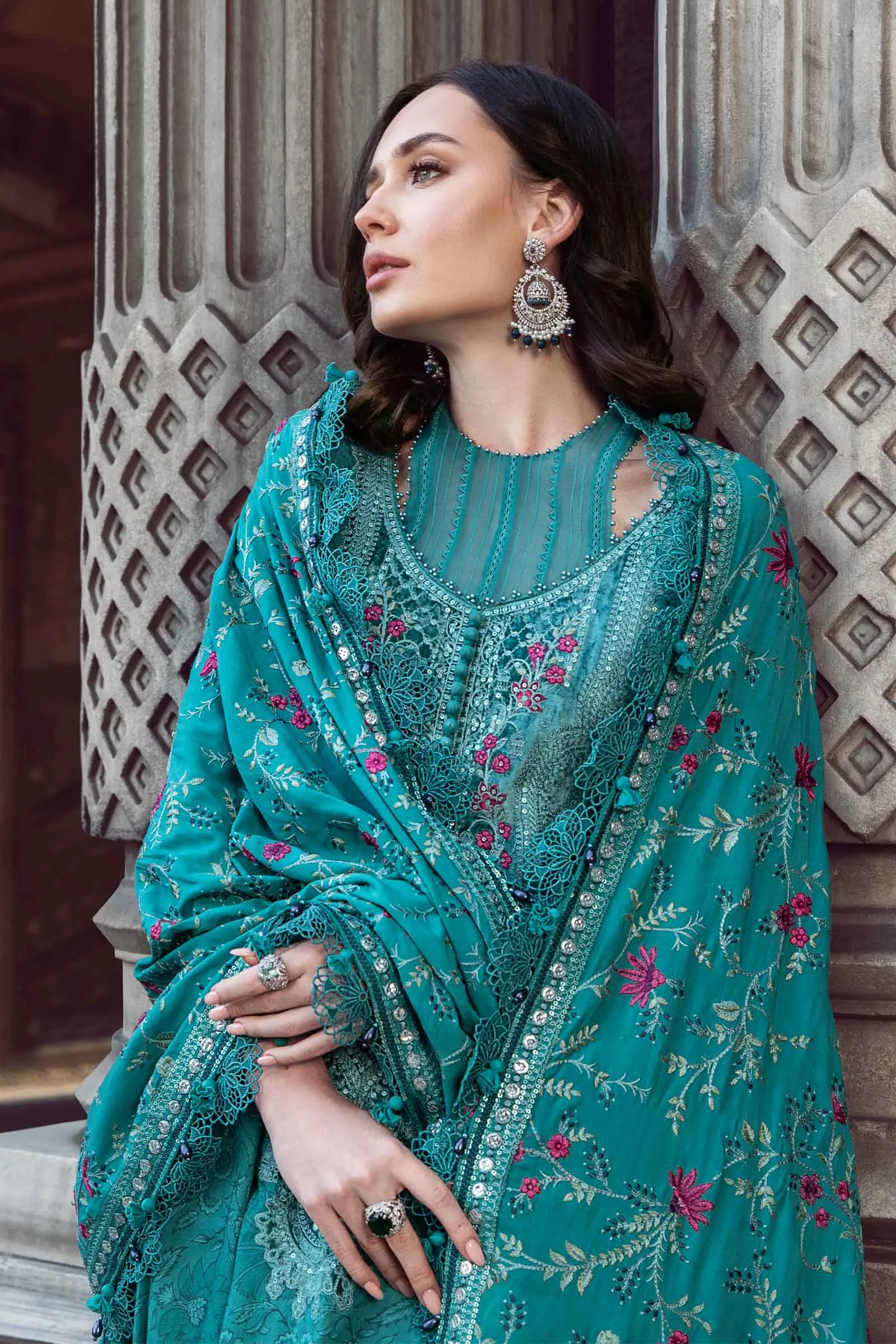 MARIA.B Linen Winter Collection – Teal DL-1105