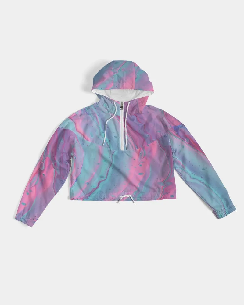 Marshmallow Marbled Women's Cropped Windbreaker Jacket